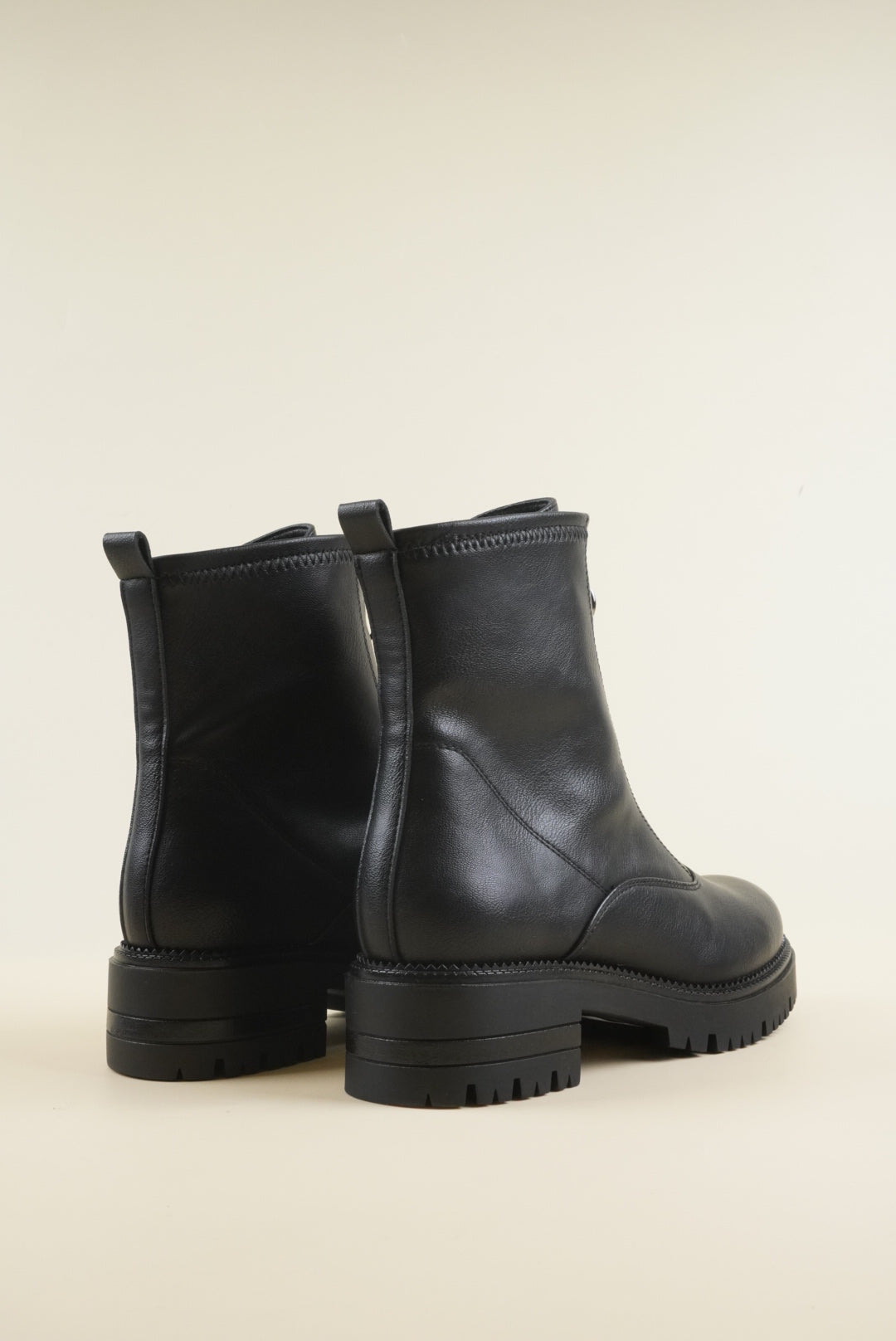 Zipped Platform Ankle Boots - Black