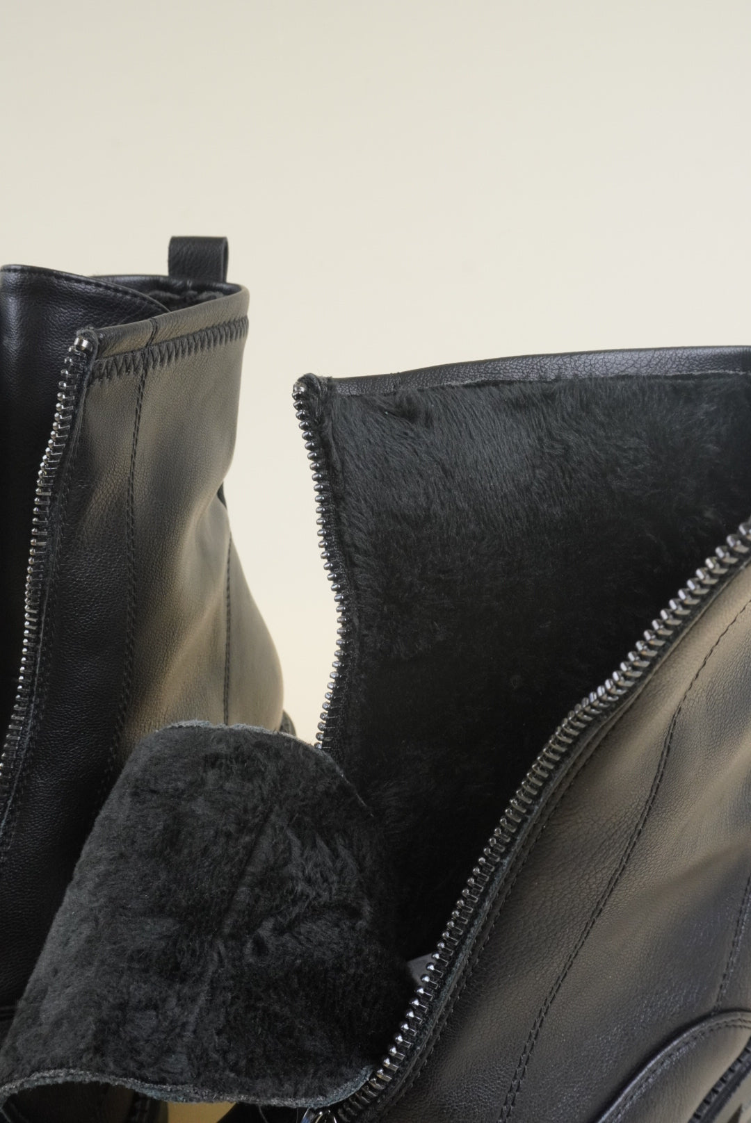 Zipped Platform Ankle Boots - Black