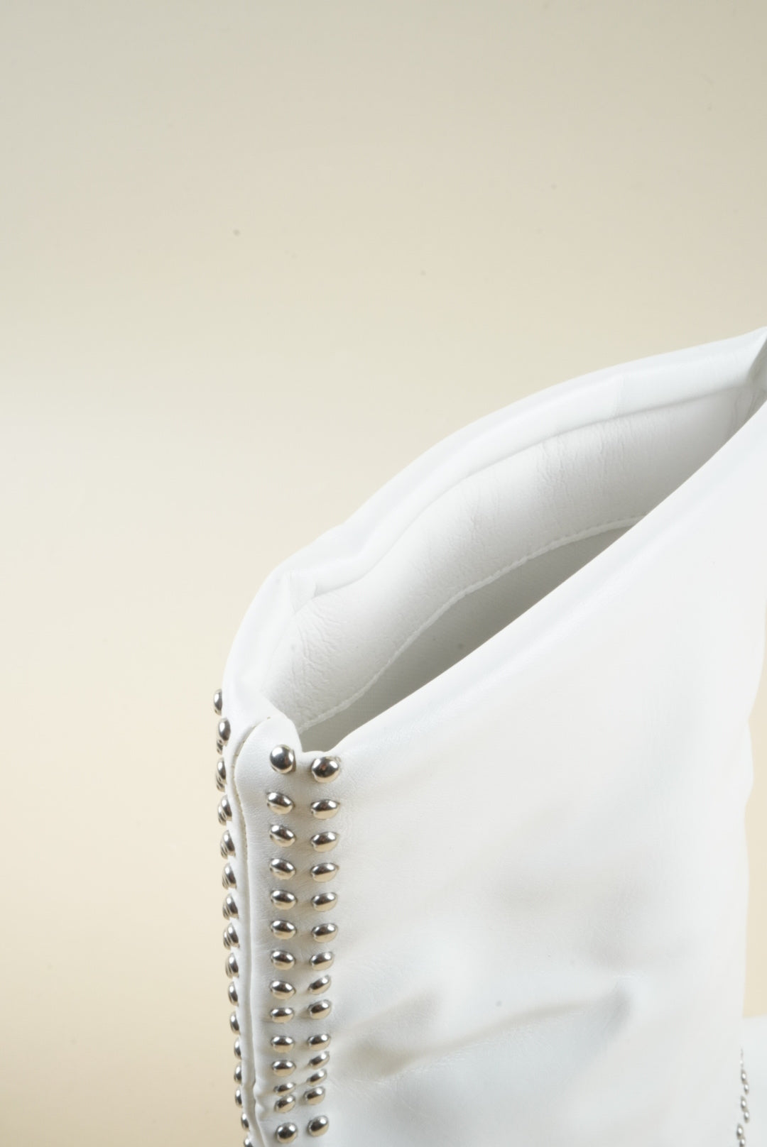 Studded Fold-Over Mid-Calf Boots - White