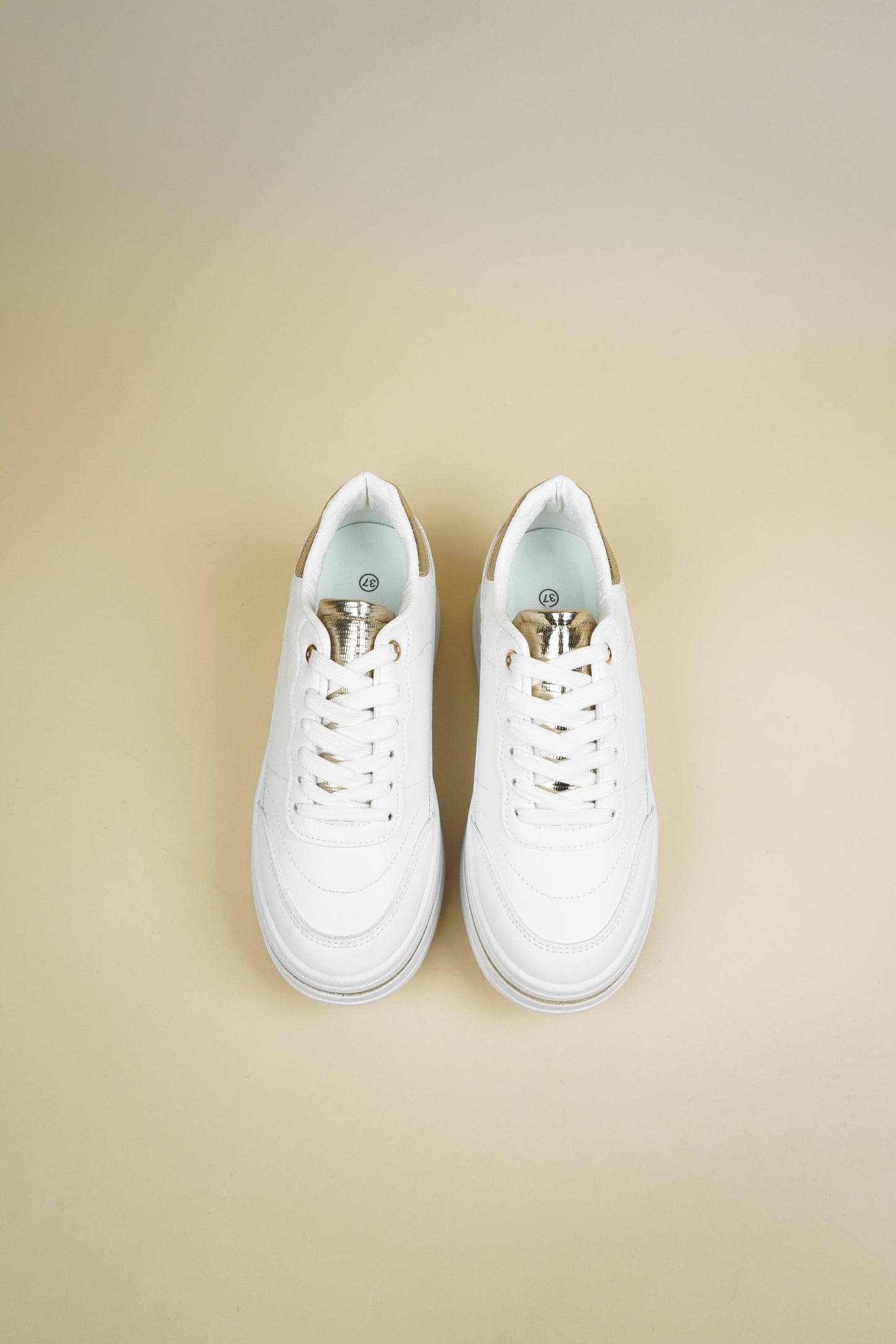 Platform Sneakers - White/Gold