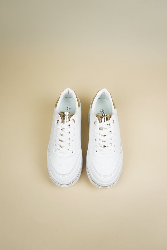 Platform Sneakers - White/Gold