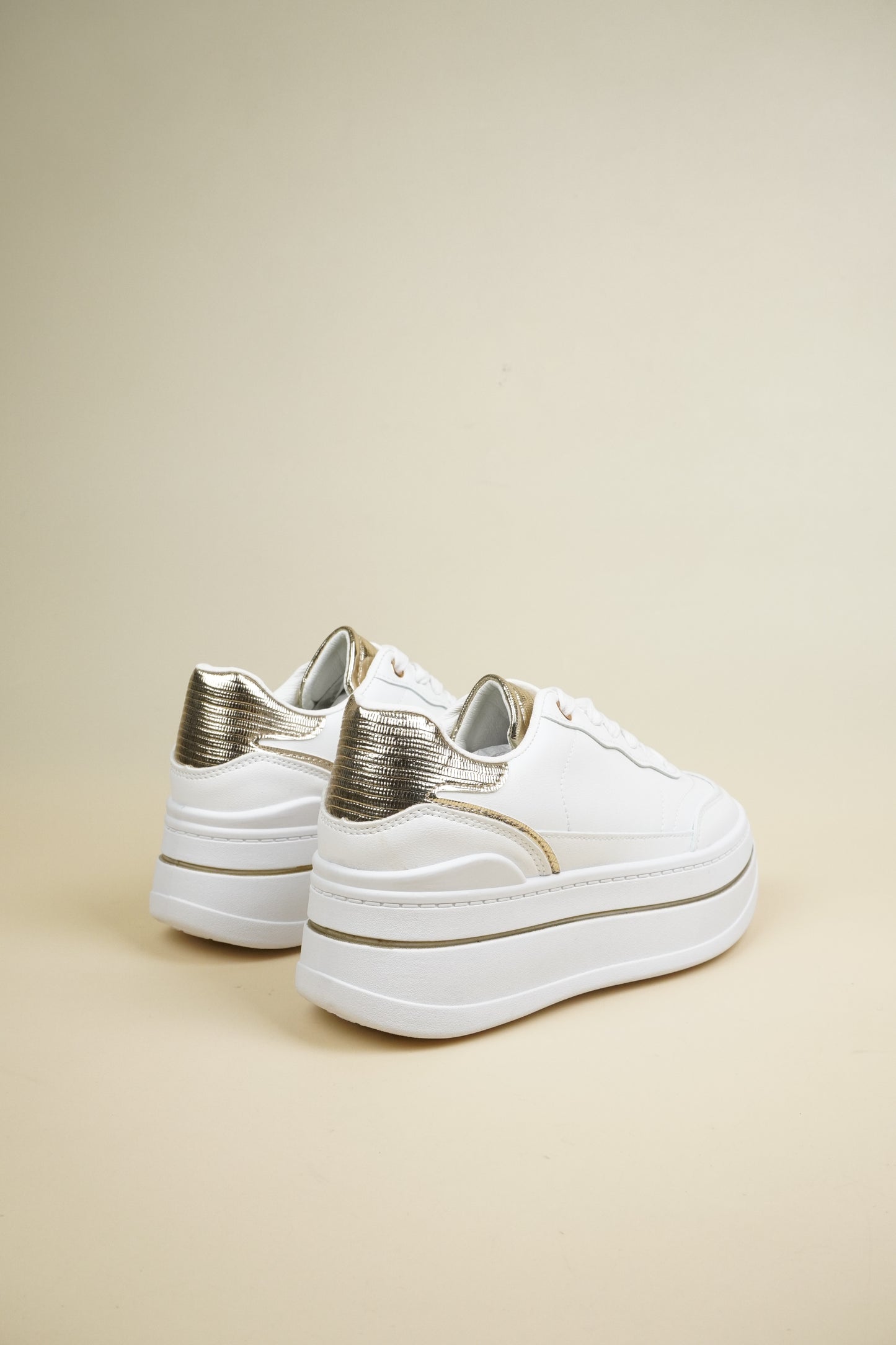 Platform Sneakers - White/Gold
