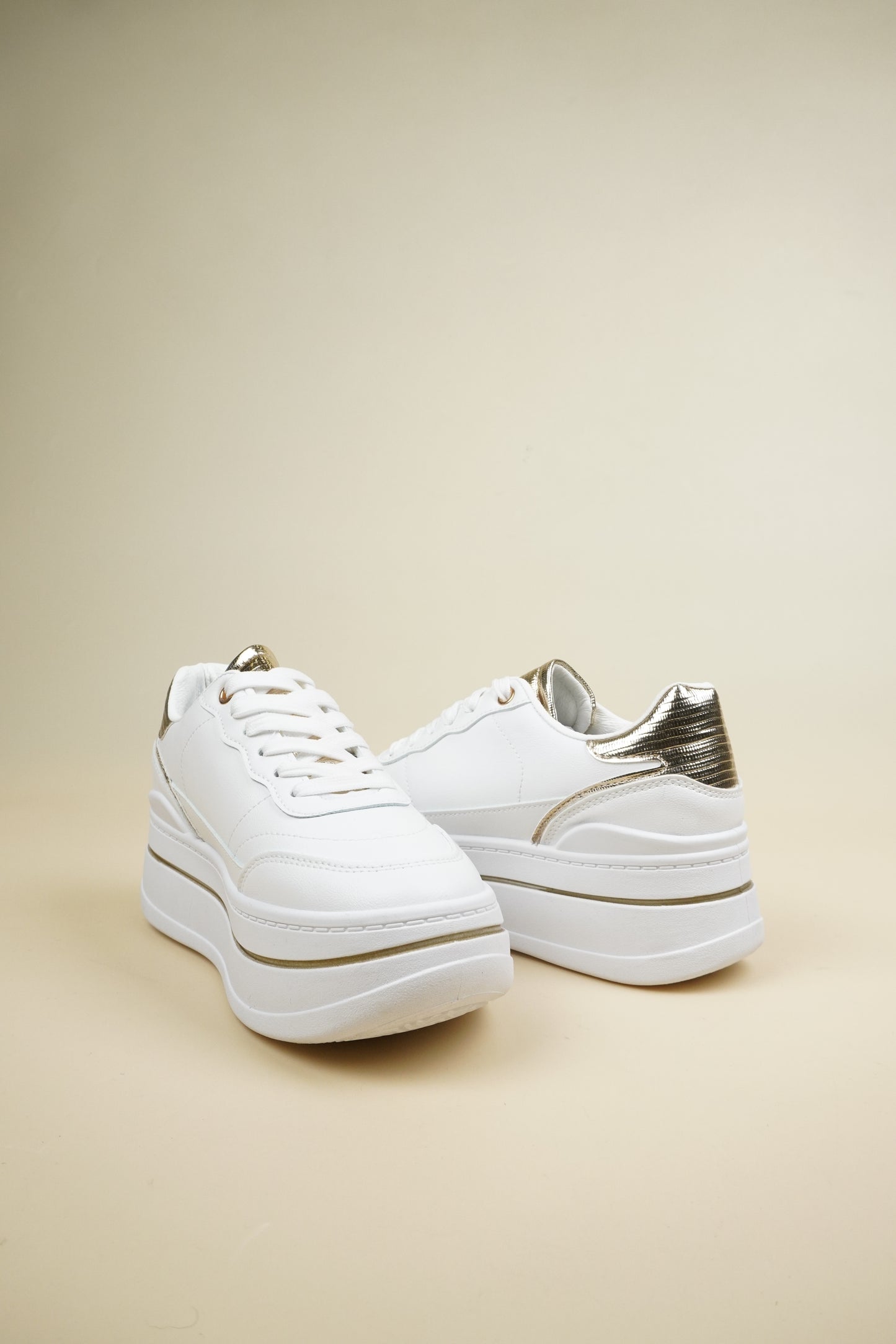 Platform Sneakers - White/Gold