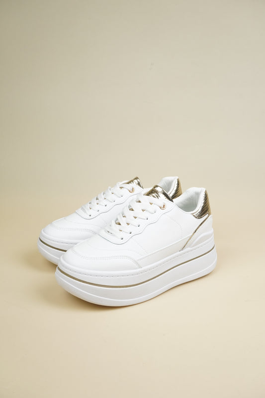 Platform Sneakers - White/Gold