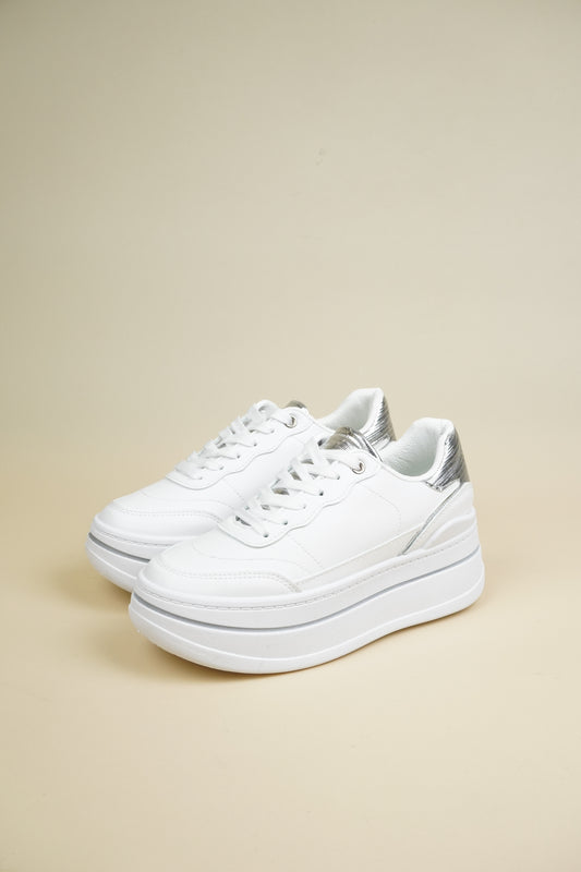 Platform Sneakers - White/Silver