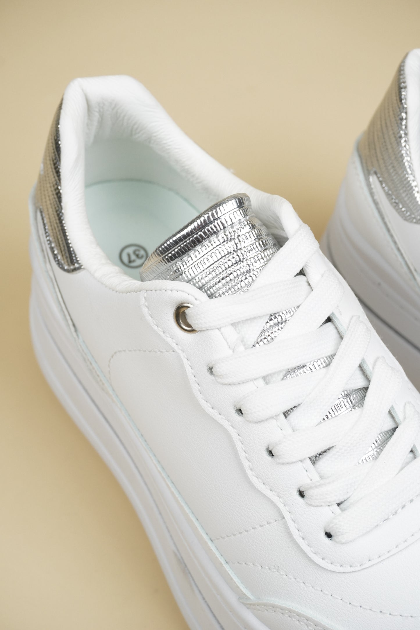Platform Sneakers - White/Silver