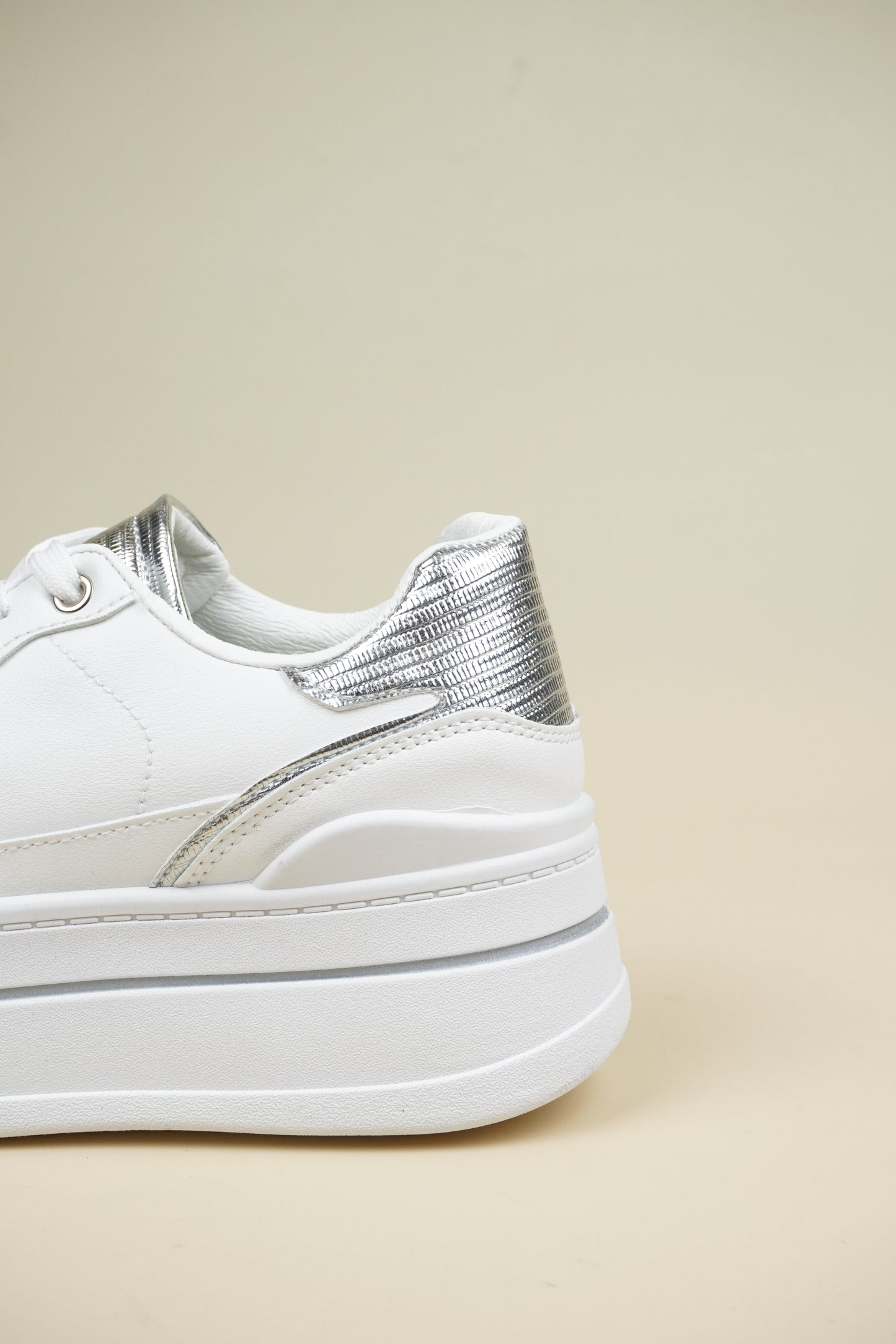 Platform Sneakers - White/Silver