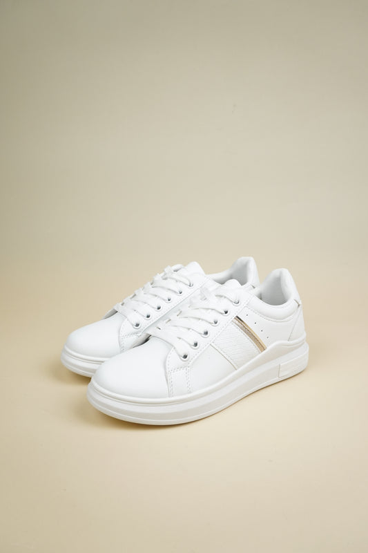 Wedge Sneakers - White/Gold