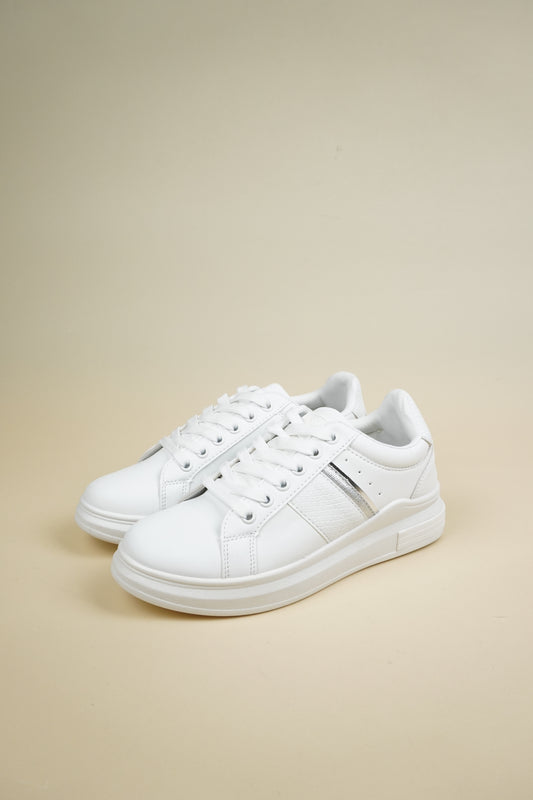 Wedge Sneakers - White/Silver