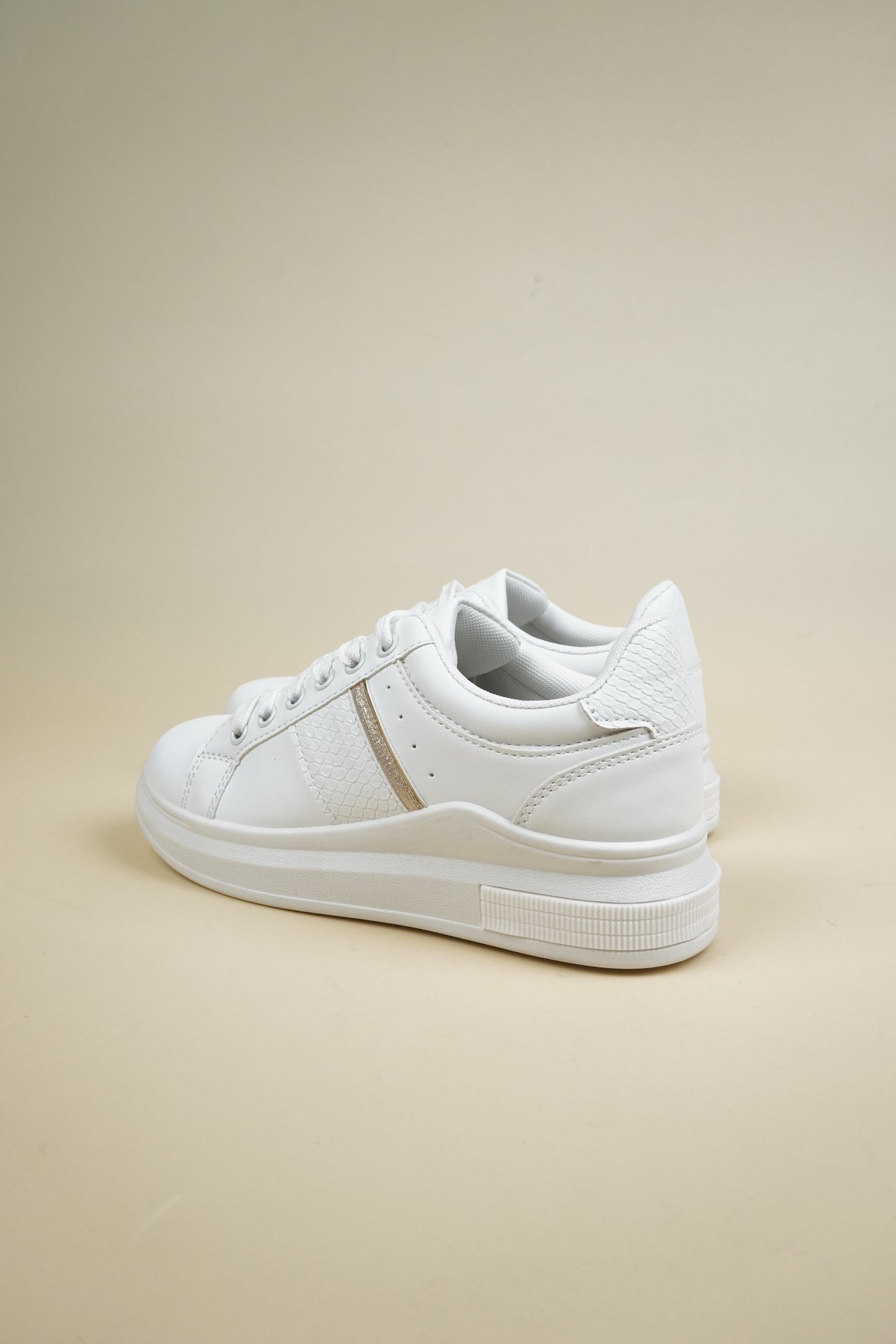 Wedge Sneakers - White/Gold
