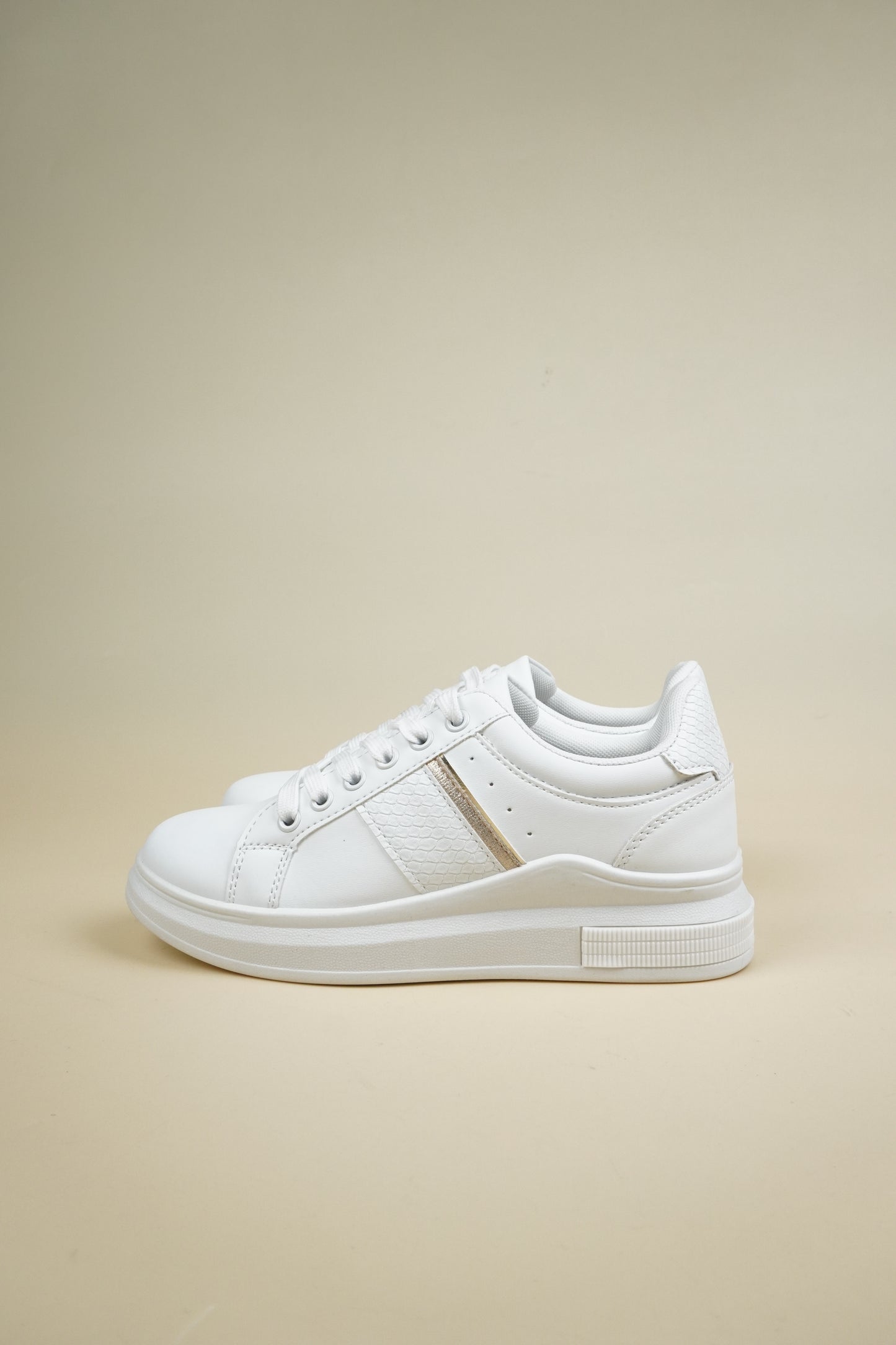 Wedge Sneakers - White/Gold