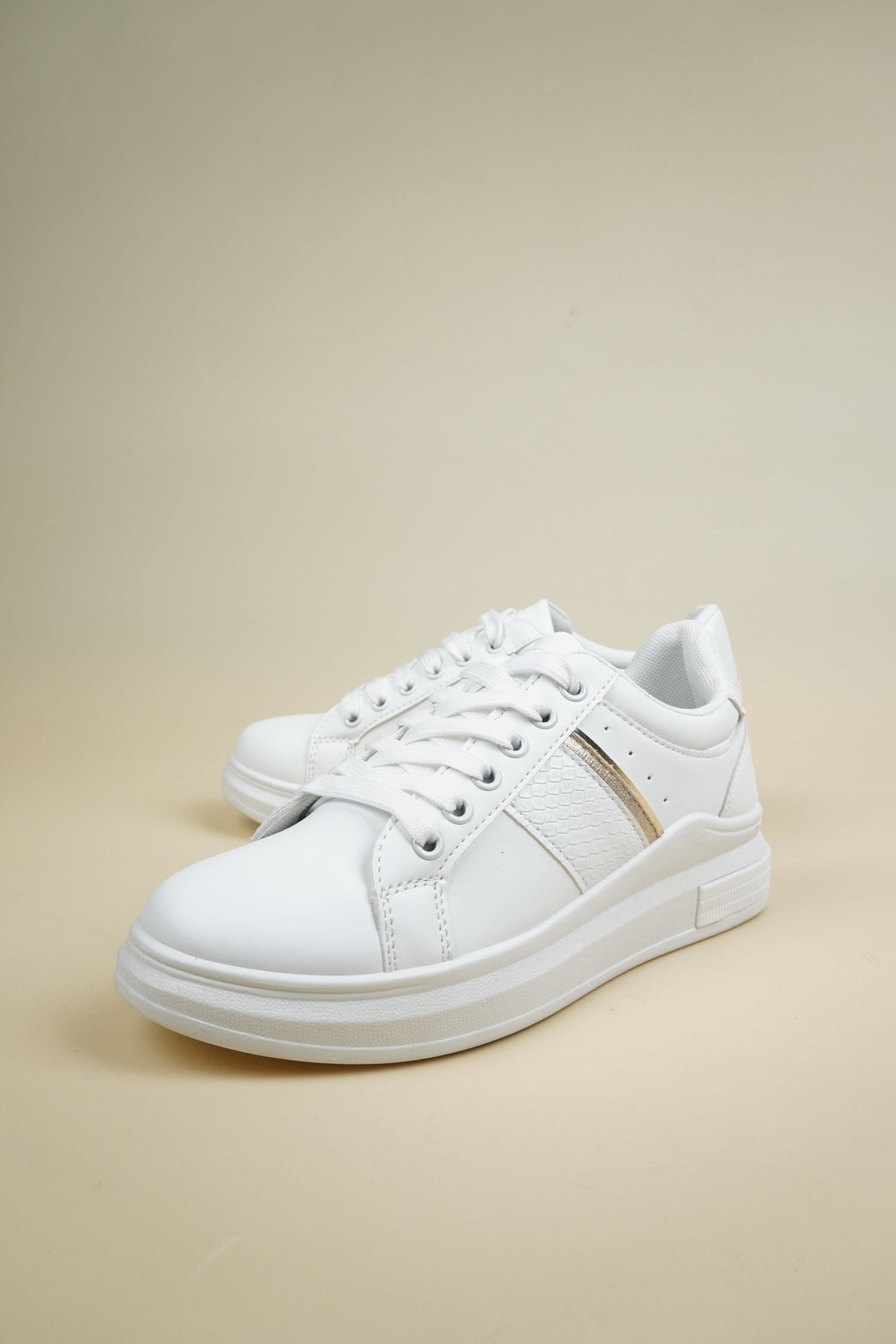 Wedge Sneakers - White/Gold