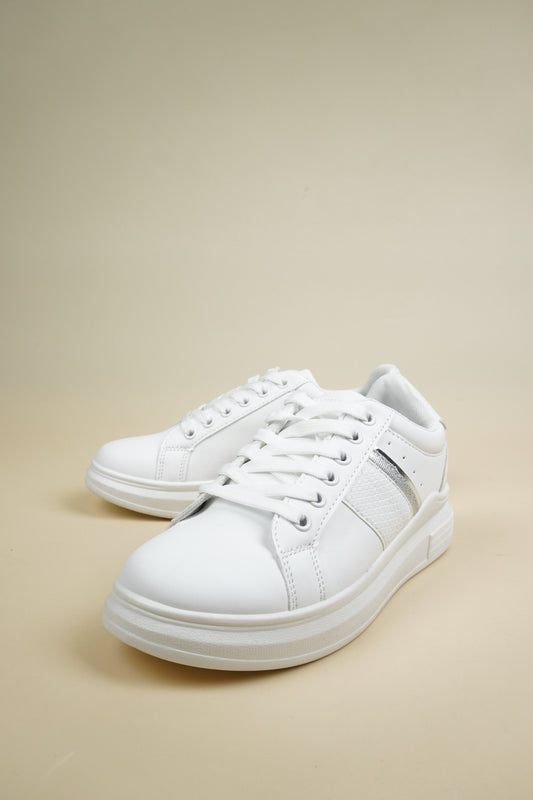 Wedge Sneakers - White/Silver
