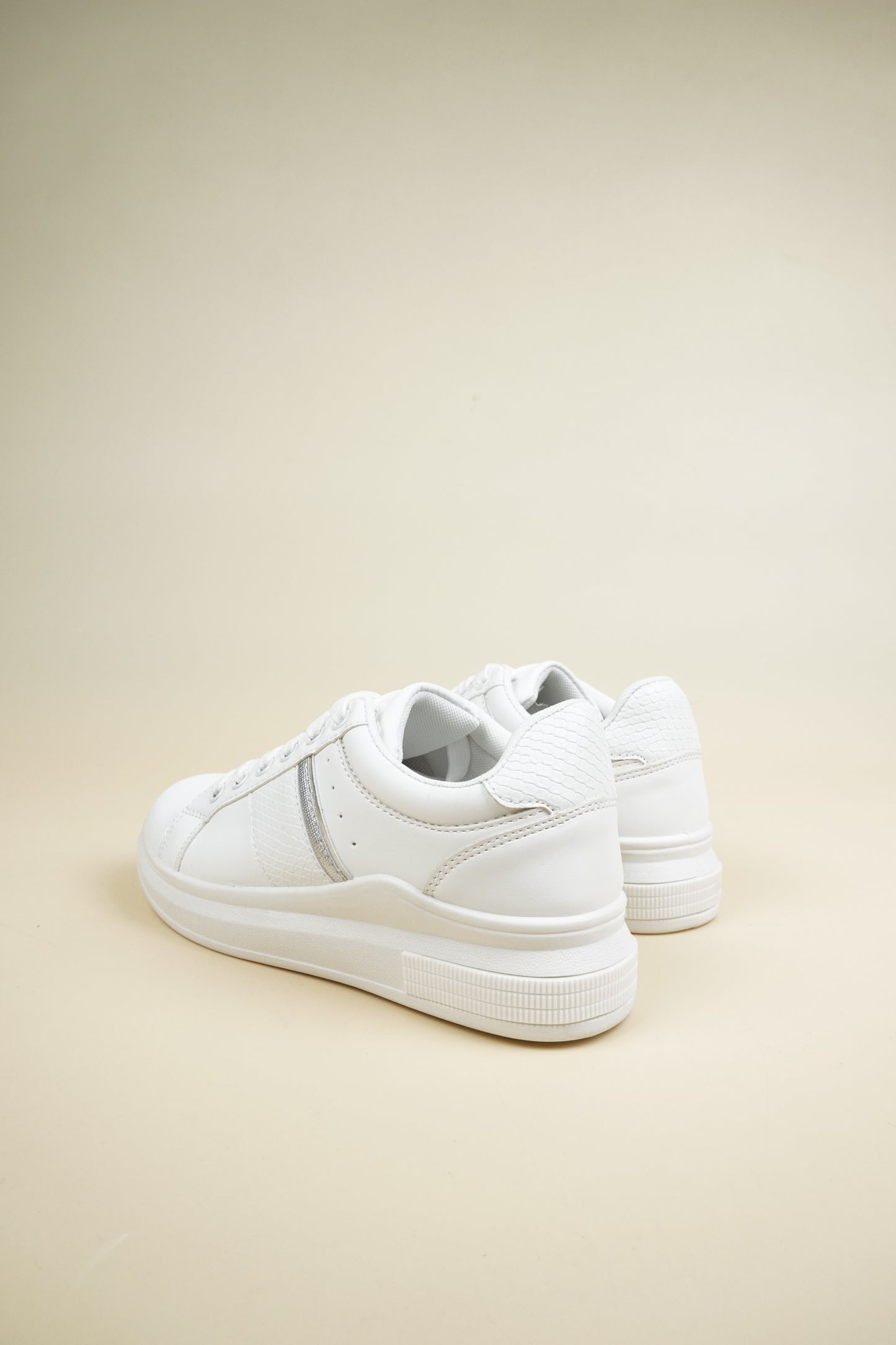 Wedge Sneakers - White/Silver