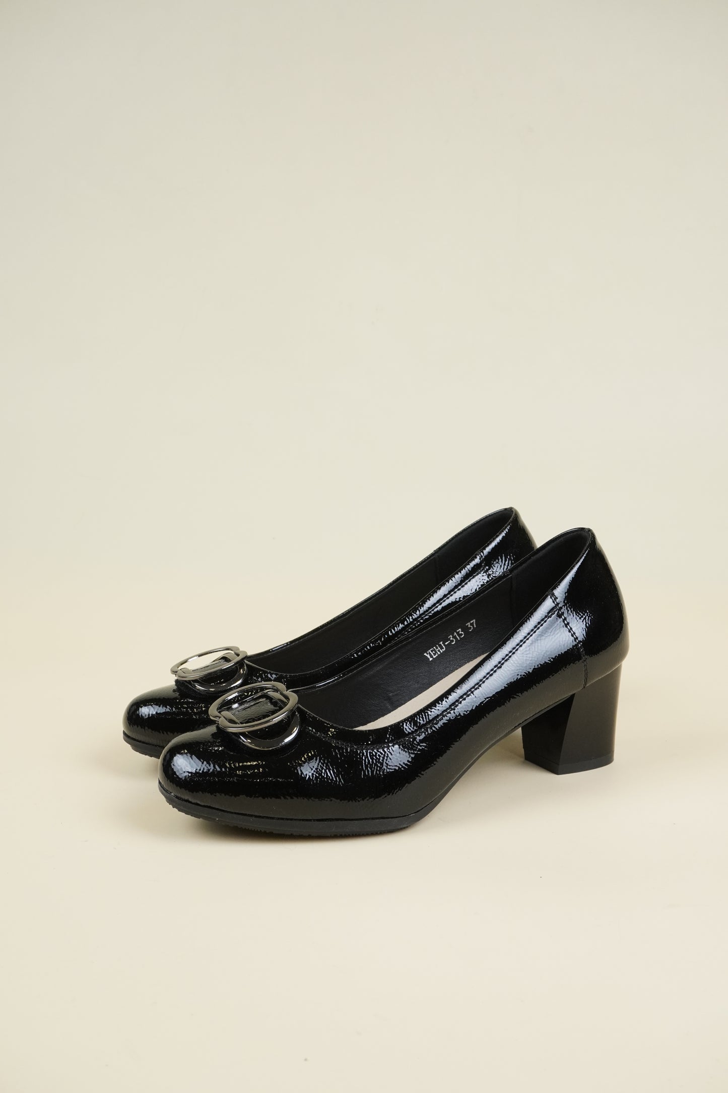Patent Leather Pumps Low Heel - Black