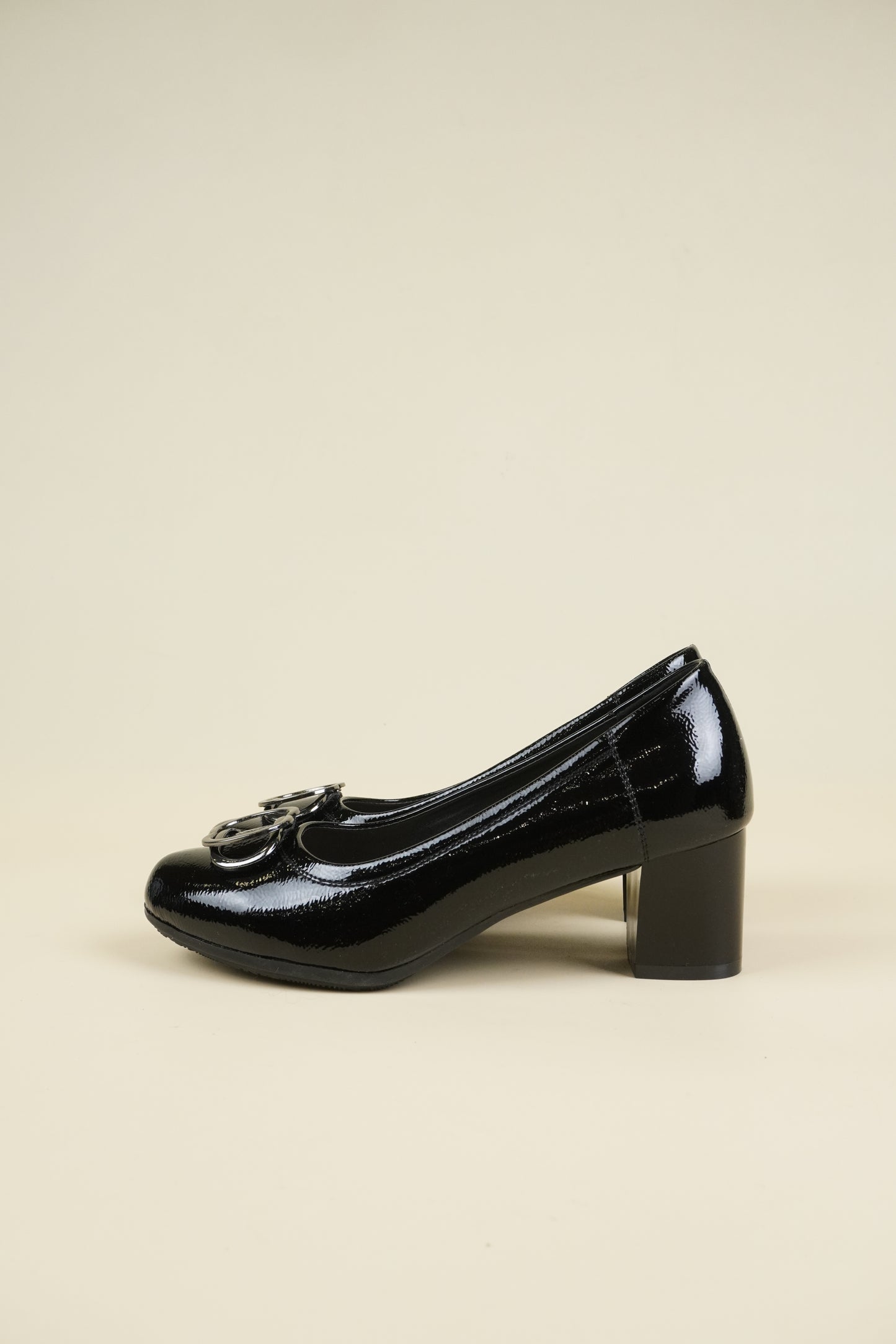 Patent Leather Pumps Low Heel - Black