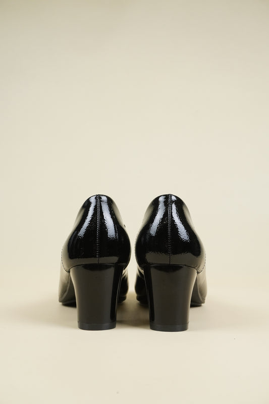 Patent Leather Pumps Low Heel - Black