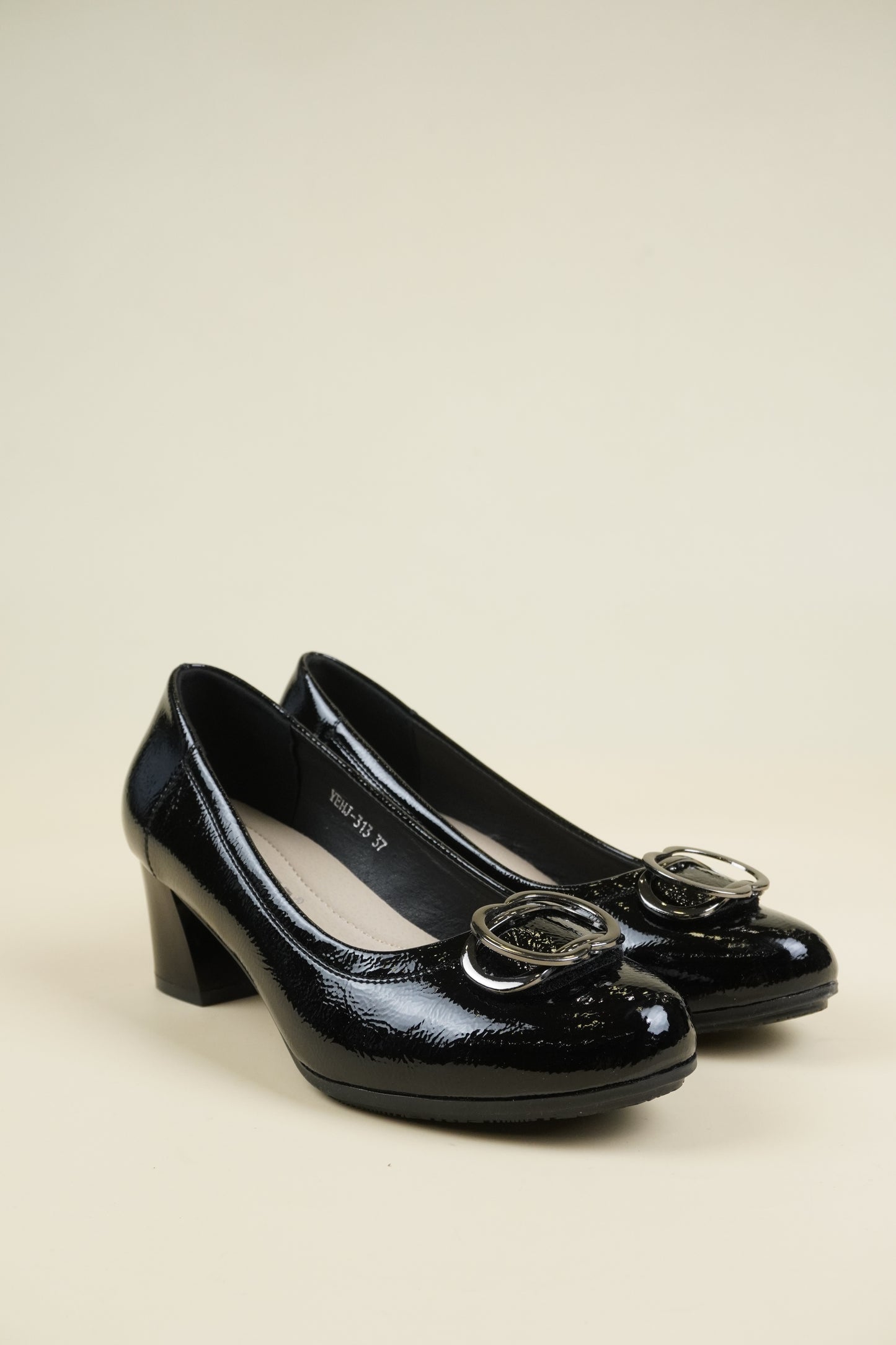 Patent Leather Pumps Low Heel - Black