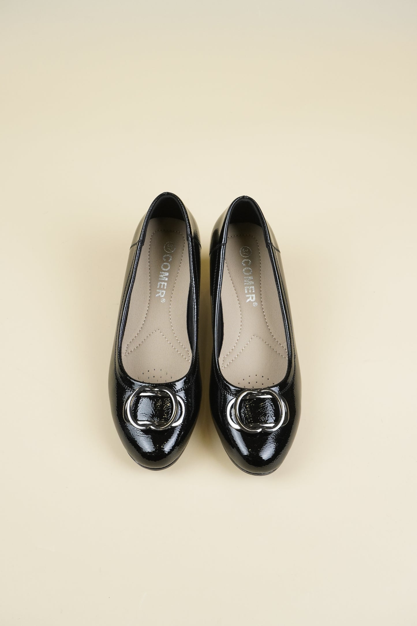 Patent Leather Pumps Low Heel - Black