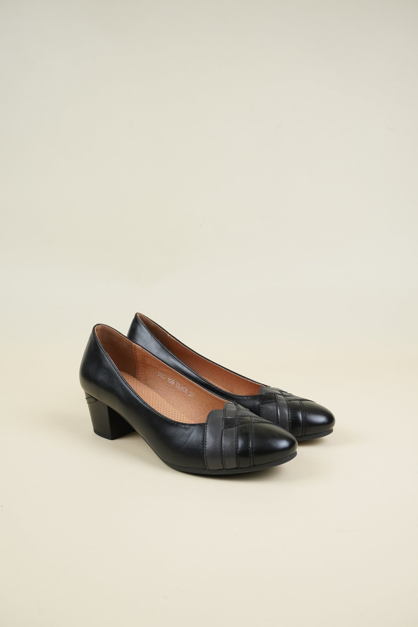 Block Heeled Court Shoes - Black