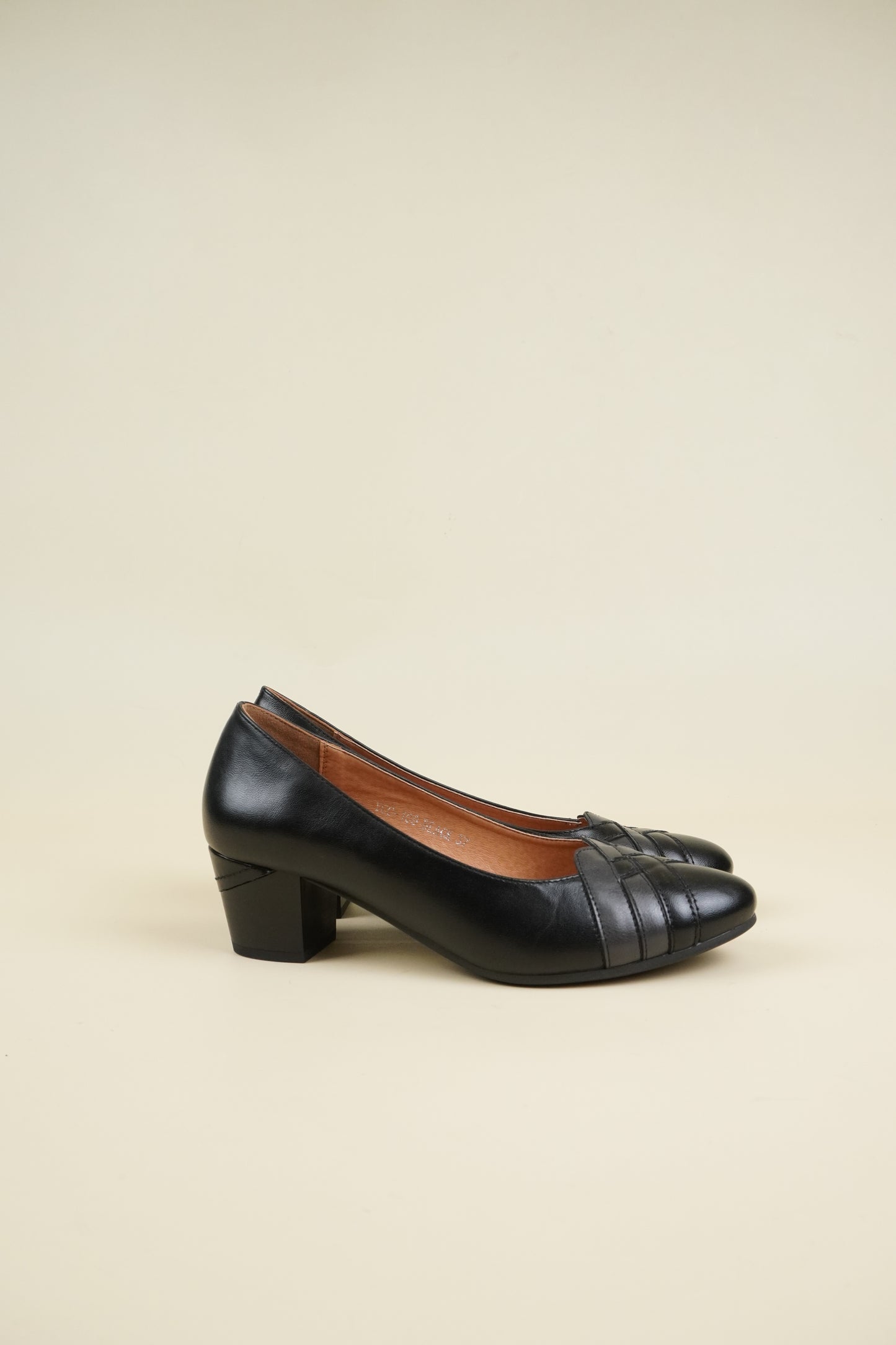 Block Heeled Court Shoes - Black