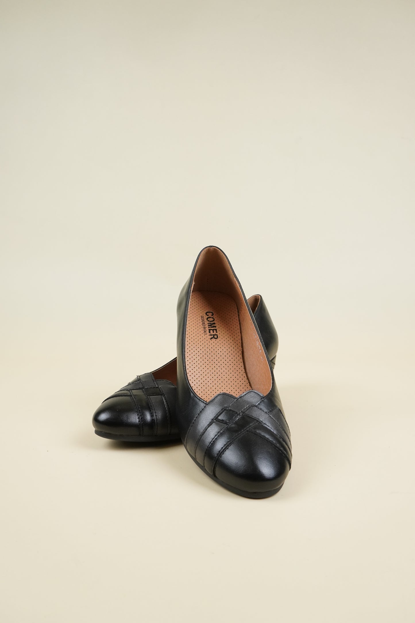 Block Heeled Court Shoes - Black