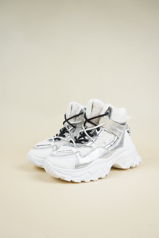 Chunky Sherpa Sneakers - White