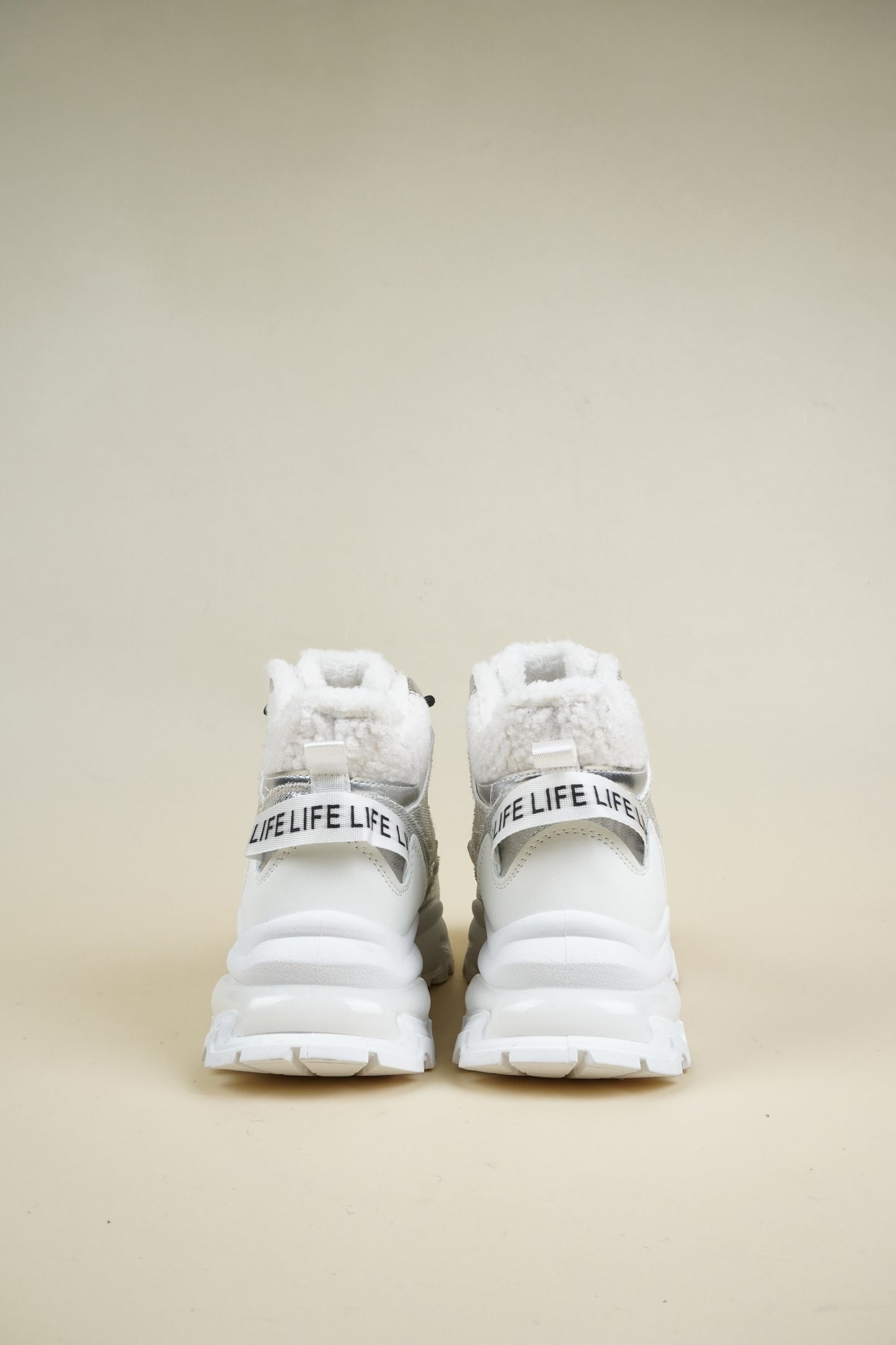 Chunky Sherpa Sneakers - White
