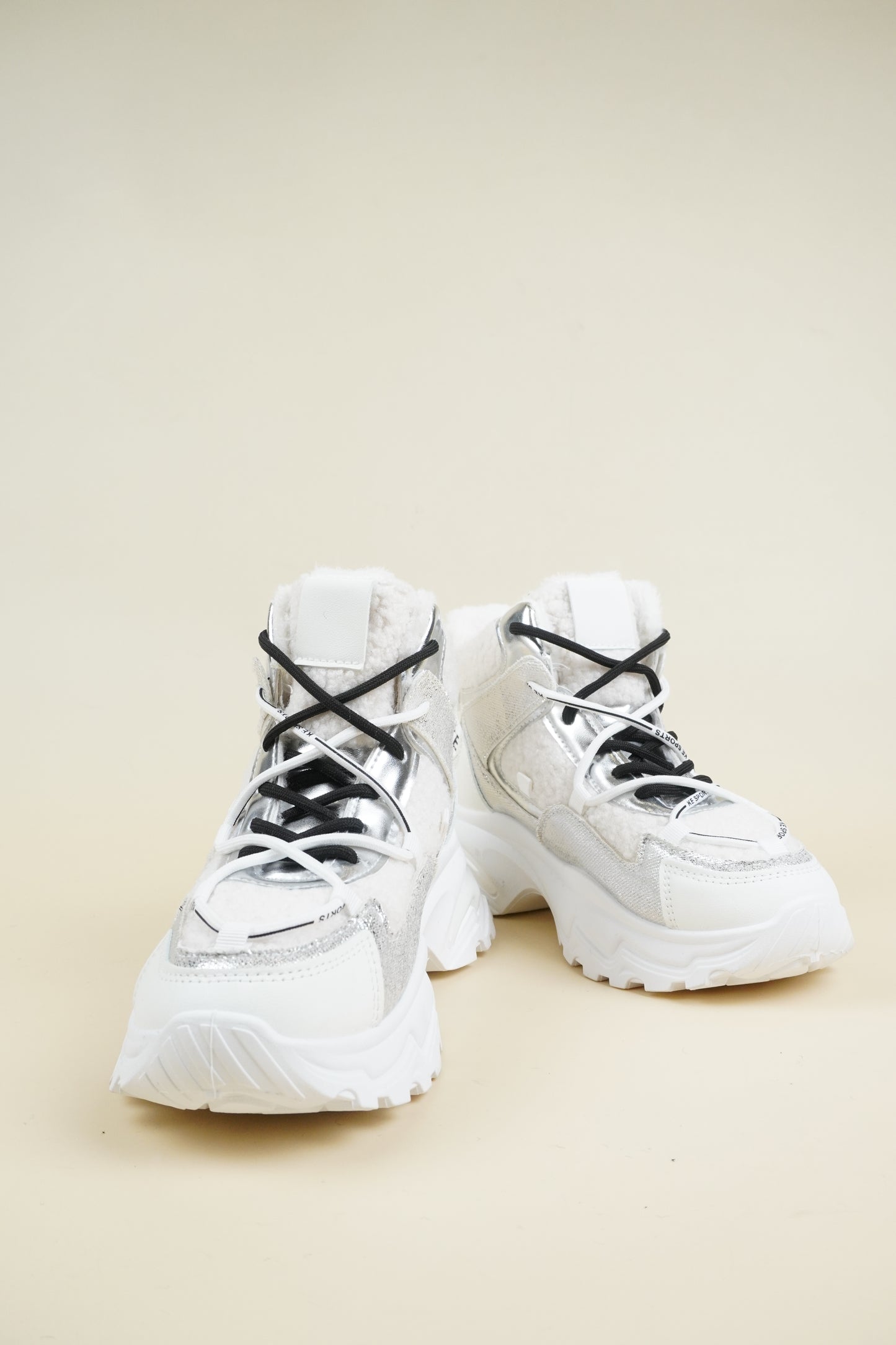 Chunky Sherpa Sneakers - White