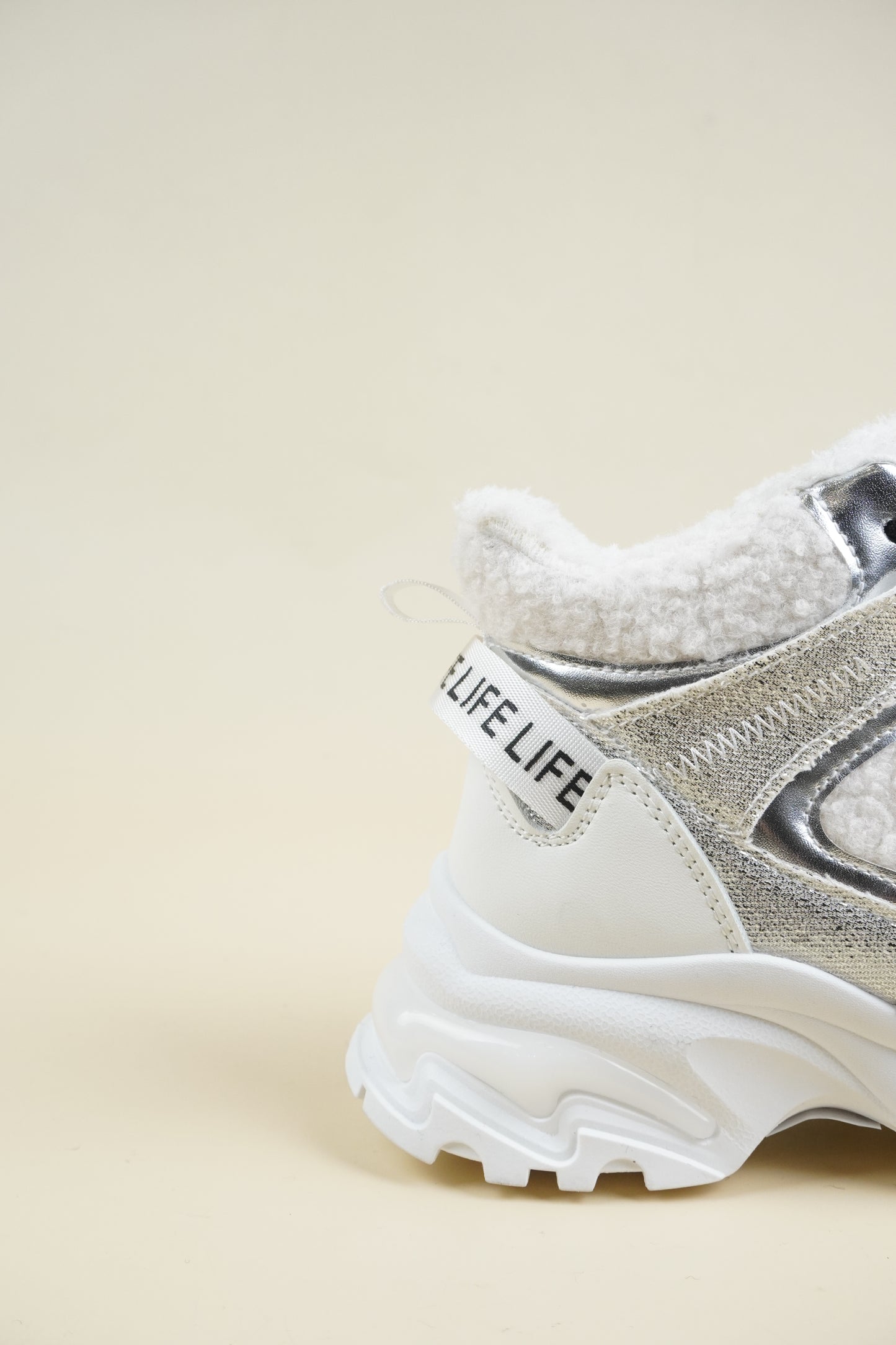 Chunky Sherpa Sneakers - White