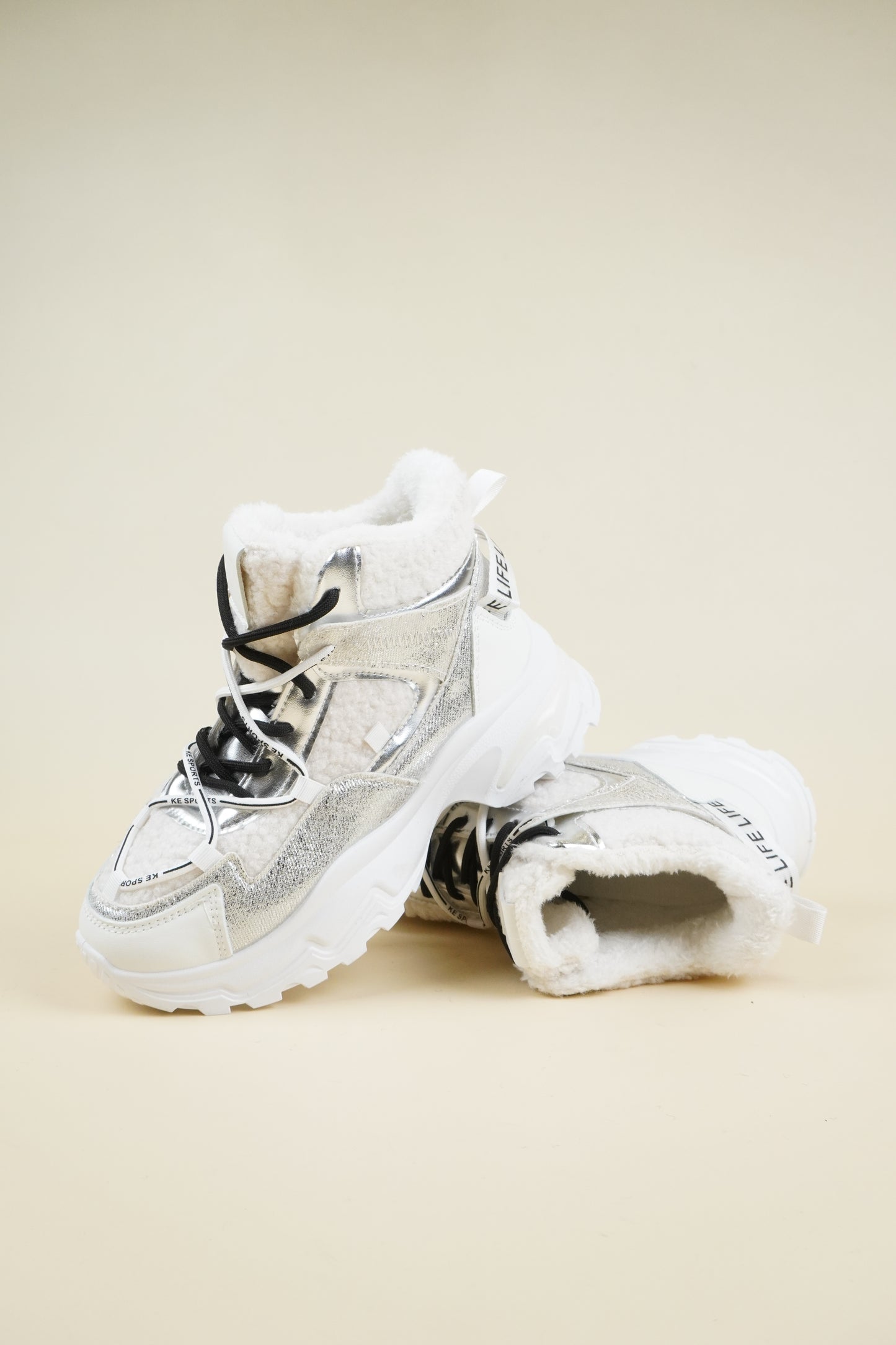 Chunky Sherpa Sneakers - White