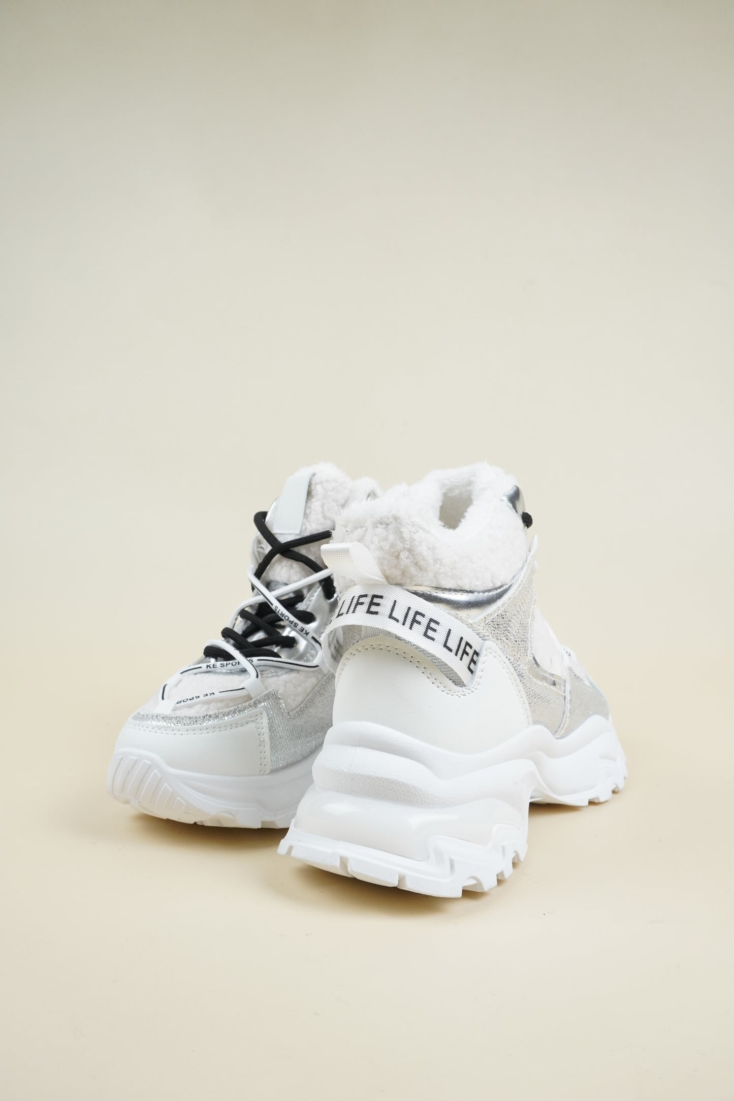 Chunky Sherpa Sneakers - White
