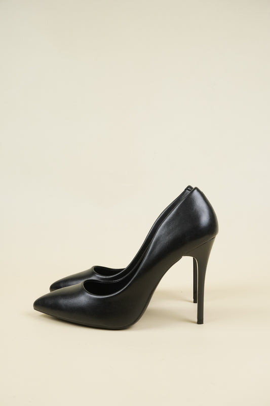 Classic Leather High Heels - Black