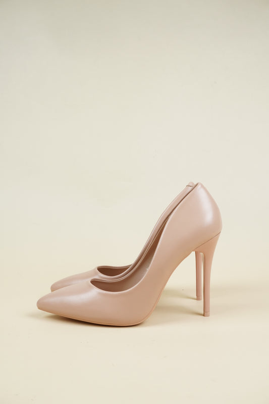 Classic Leather High Heels - Beige