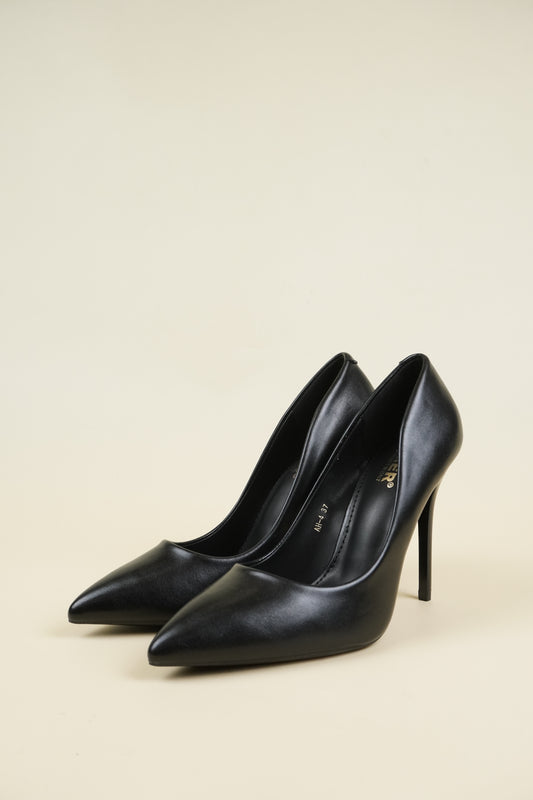 Classic Leather High Heels - Black