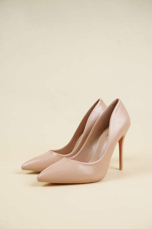 Classic Leather High Heels - Beige