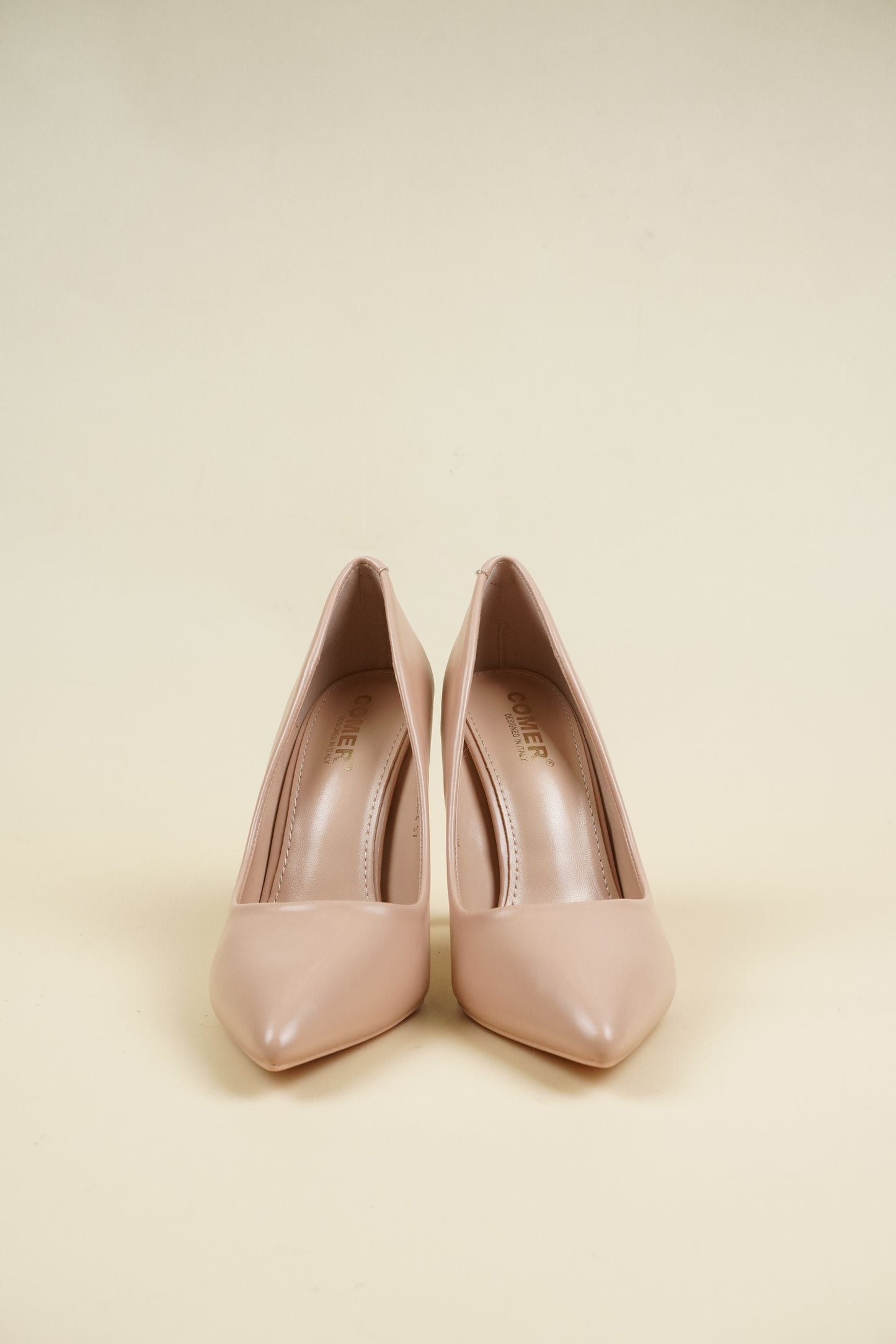 Classic Leather High Heels - Beige