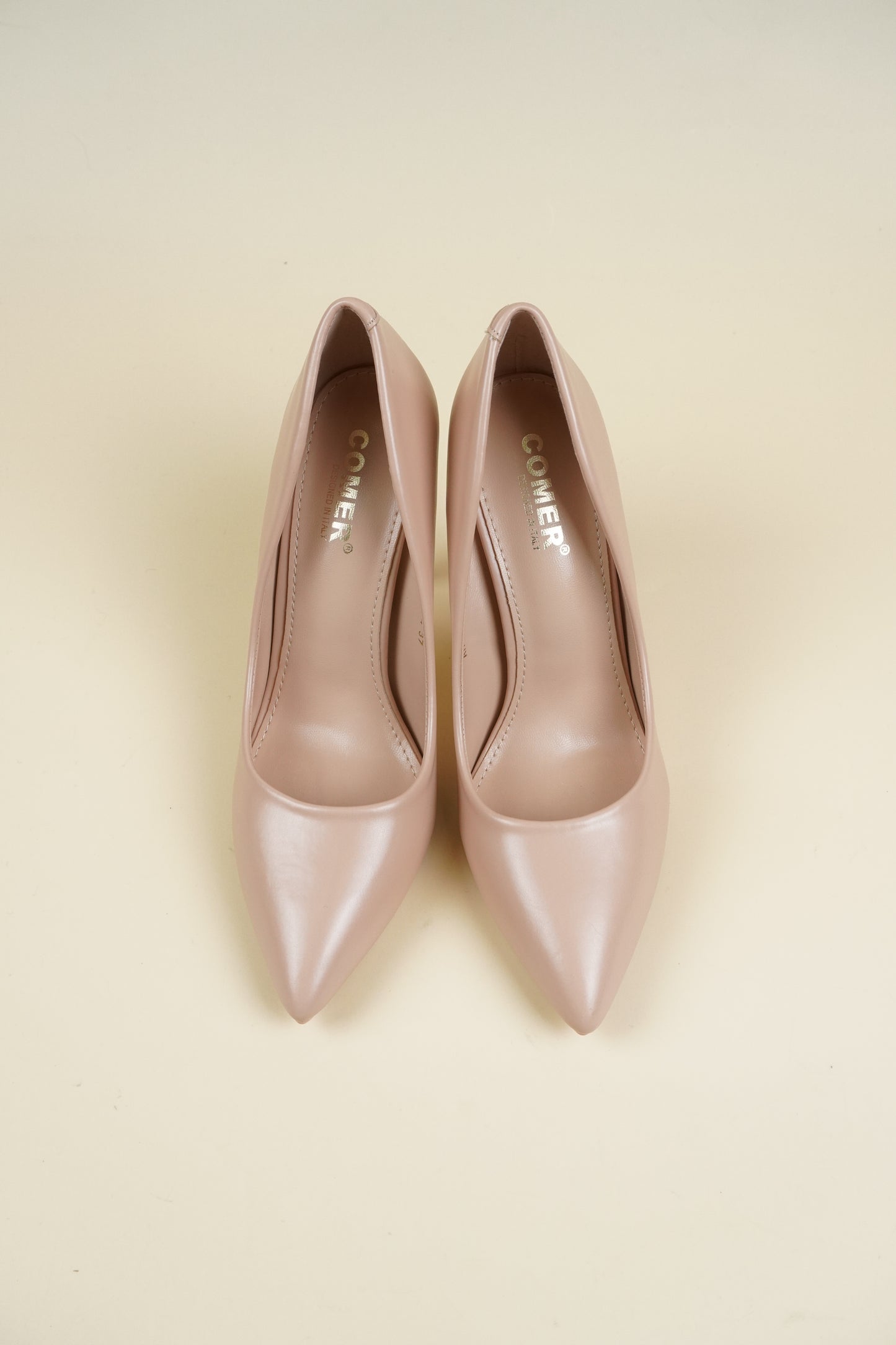 Classic Leather High Heels - Beige