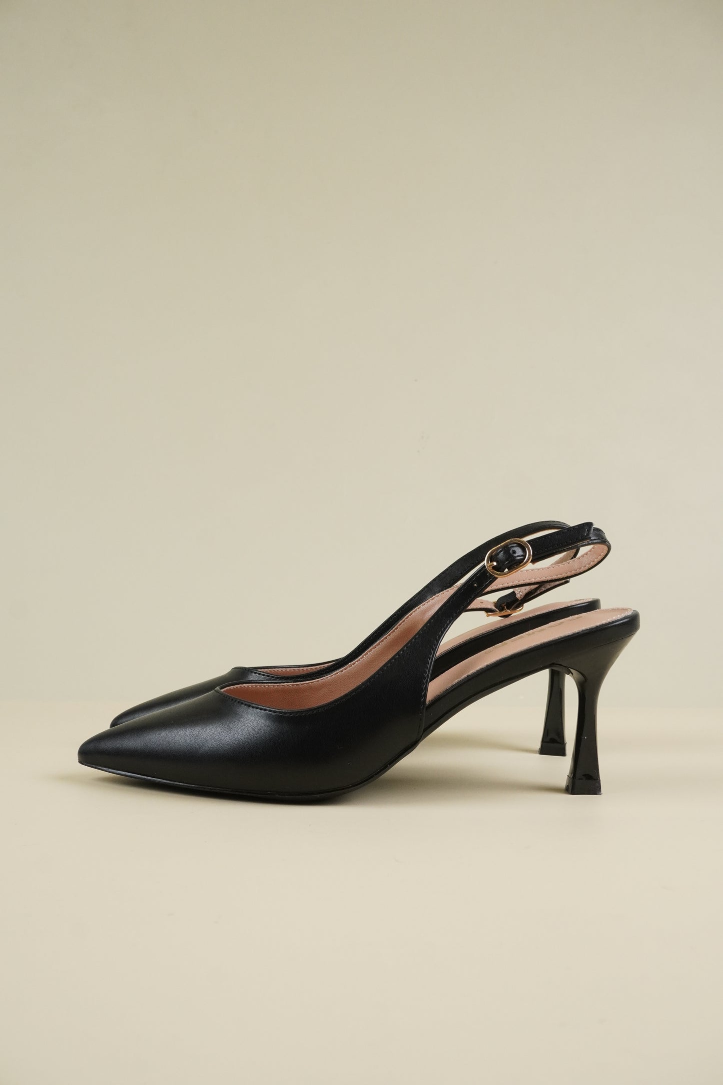 Classic Leather Slingback Heels - Black
