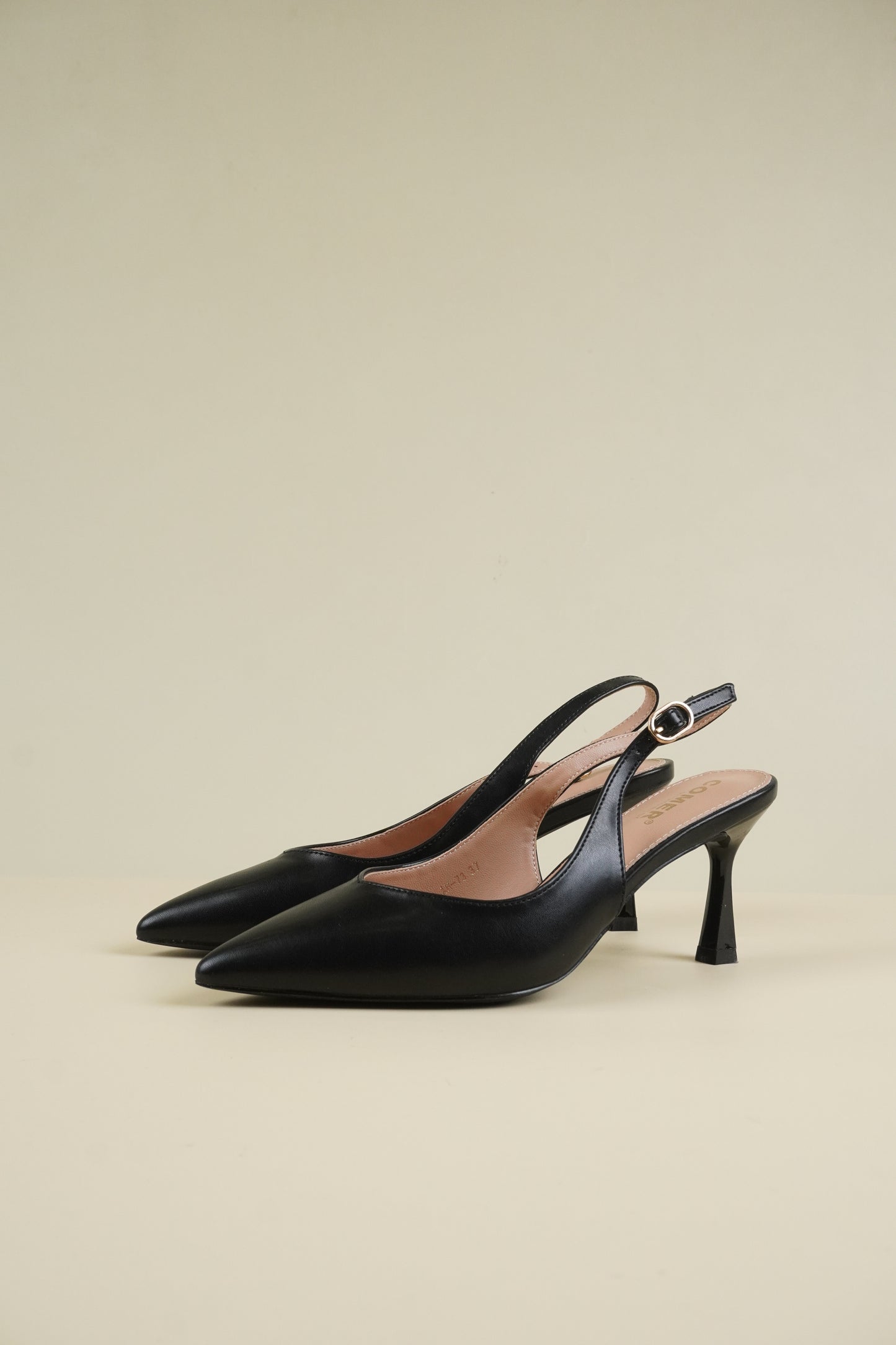 Classic Leather Slingback Heels - Black