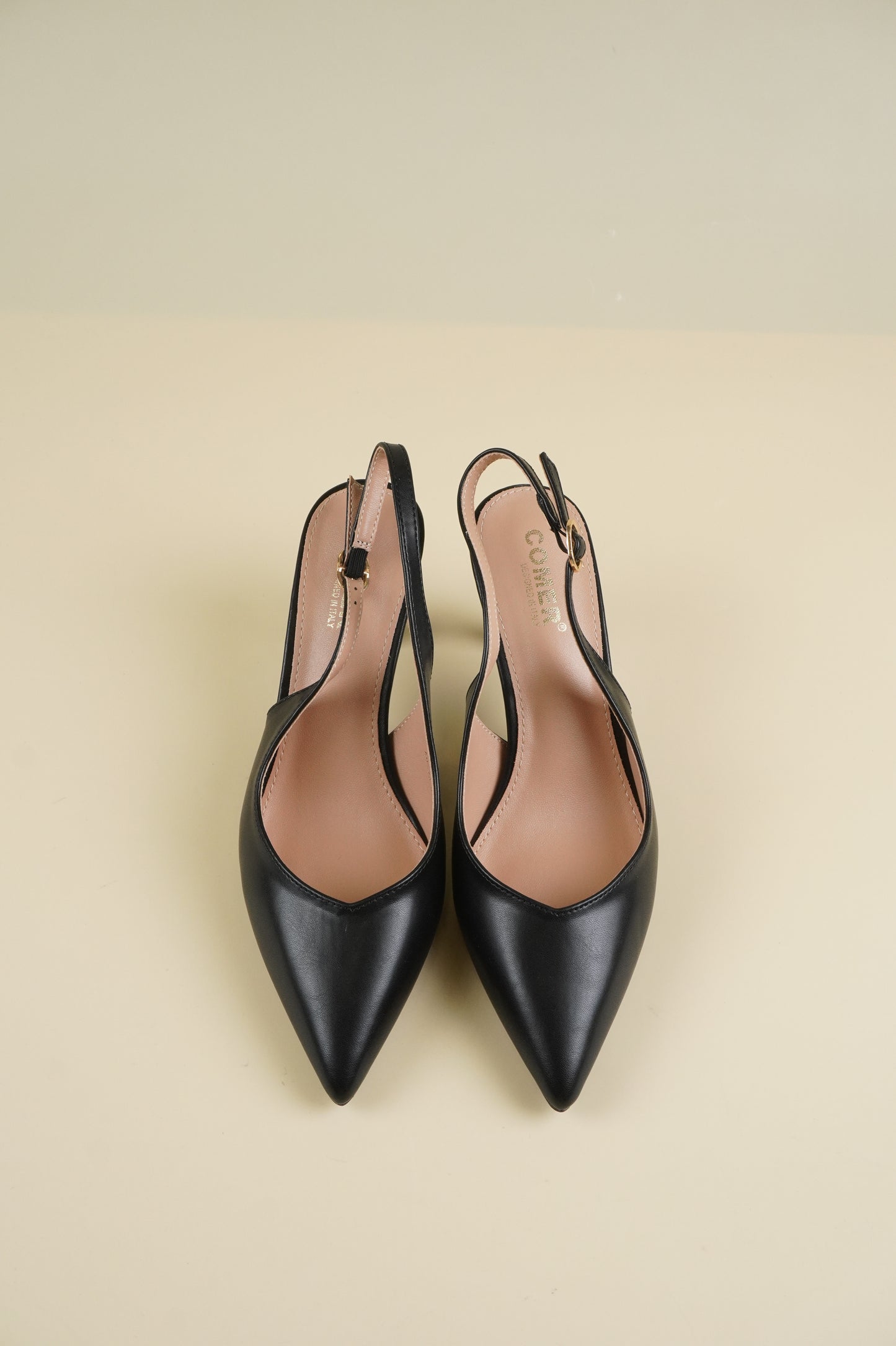Classic Leather Slingback Heels - Black