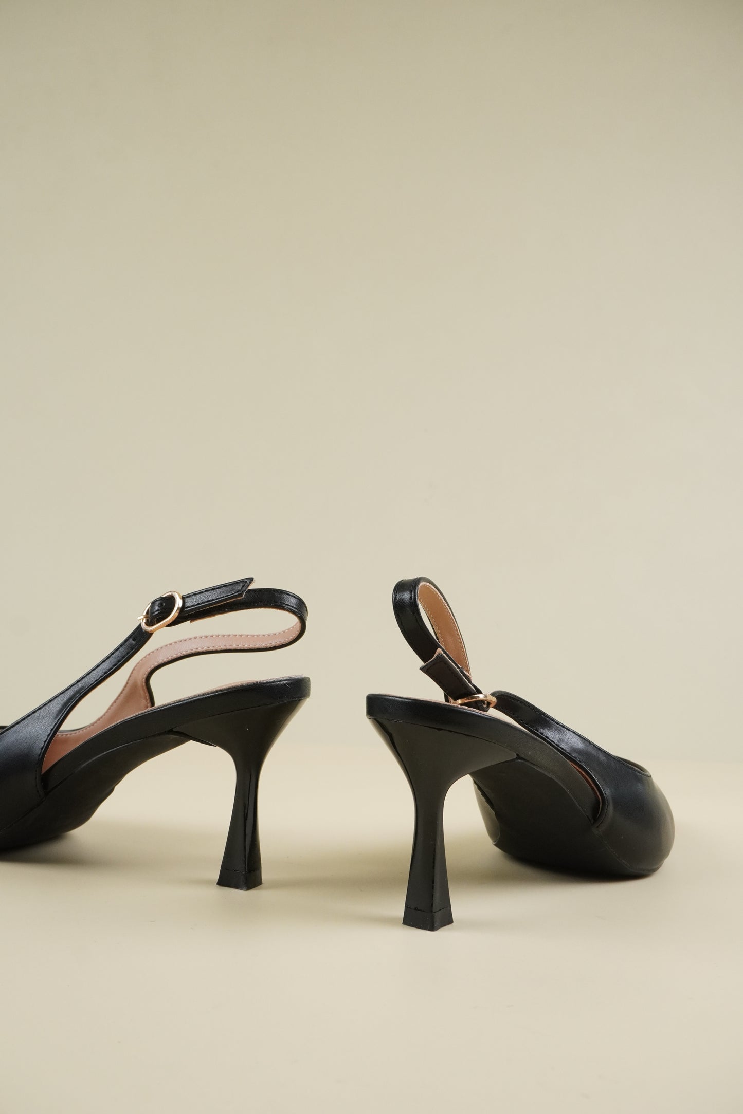 Classic Leather Slingback Heels - Black