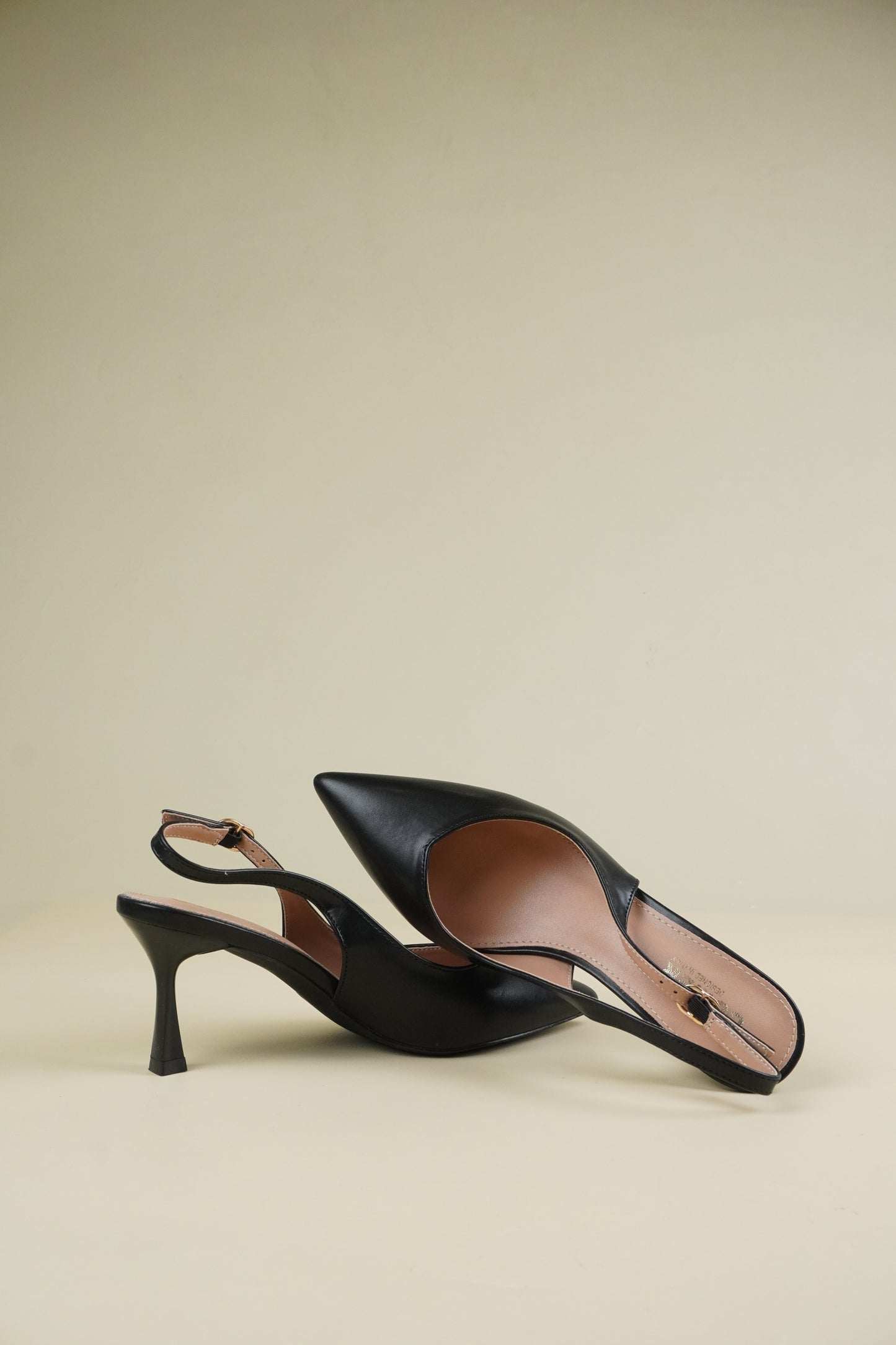 Classic Leather Slingback Heels - Black