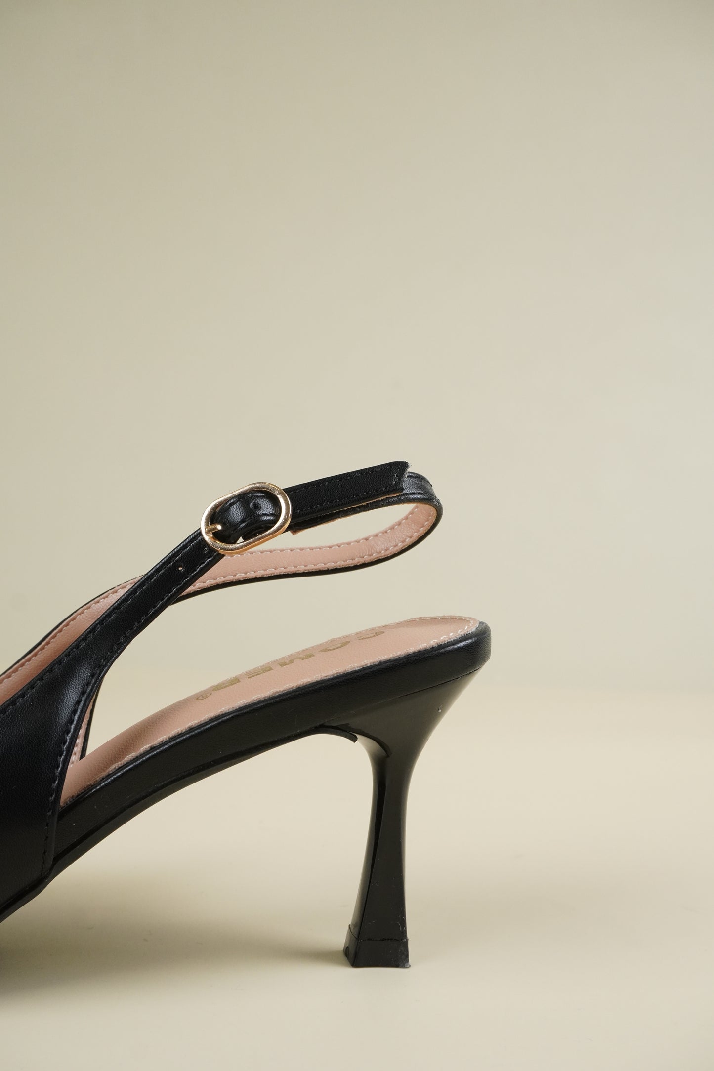 Classic Leather Slingback Heels - Black