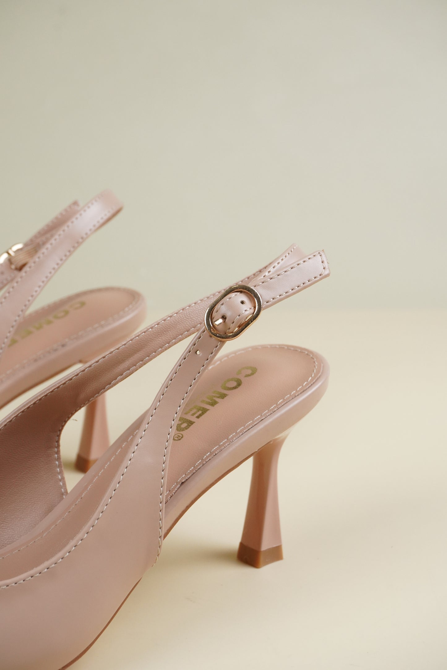 Classic Leather Slingback Heels - Nude