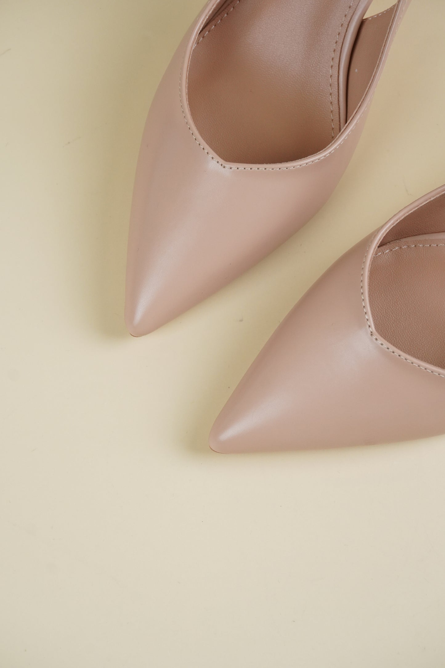 Classic Leather Slingback Heels - Nude