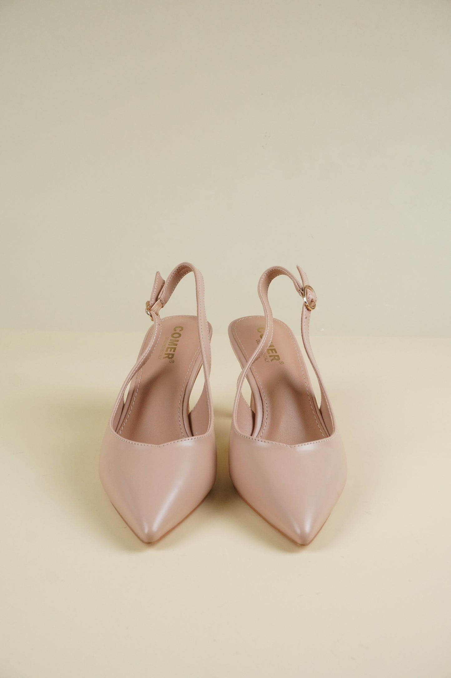 Classic Leather Slingback Heels - Nude