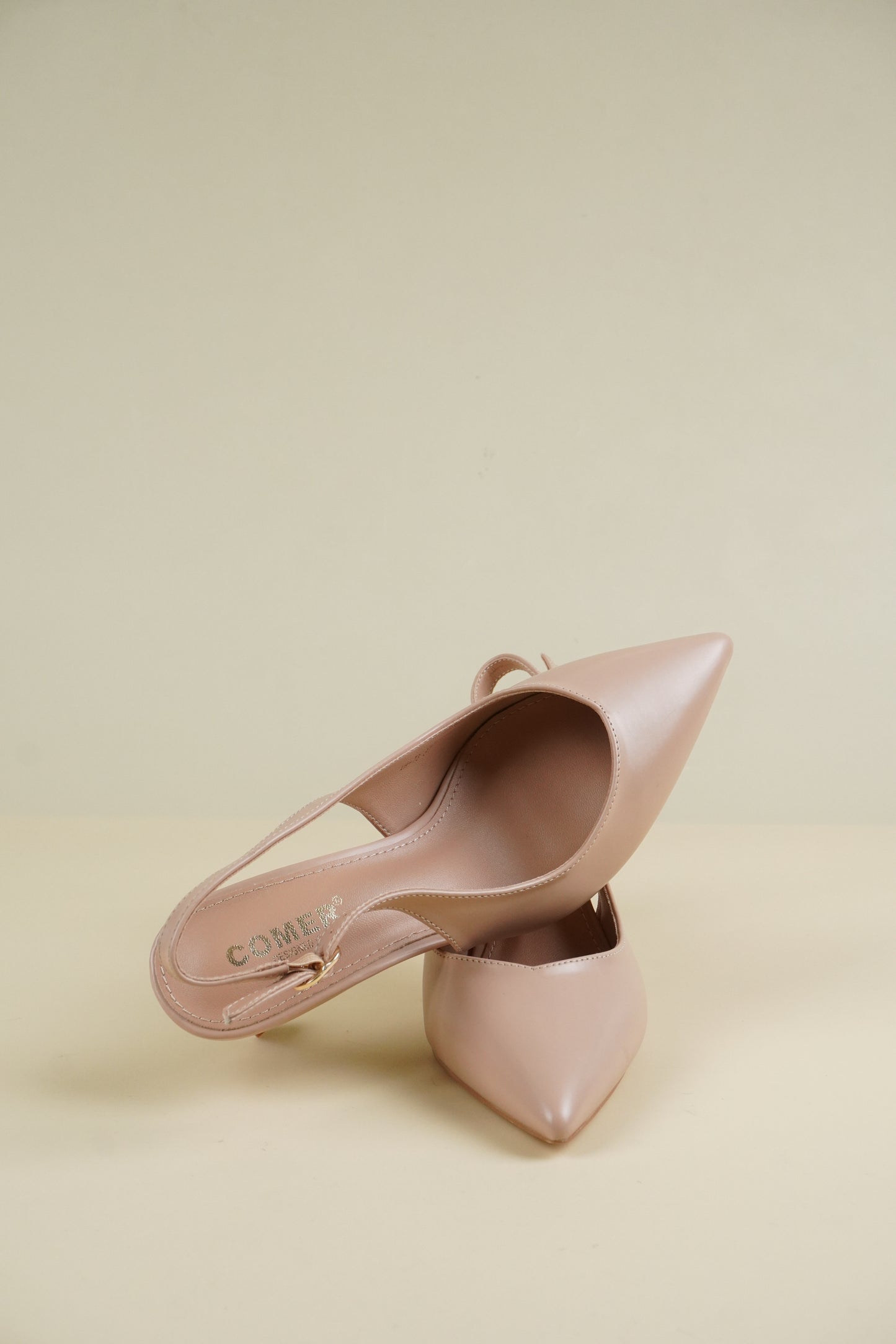 Classic Leather Slingback Heels - Nude