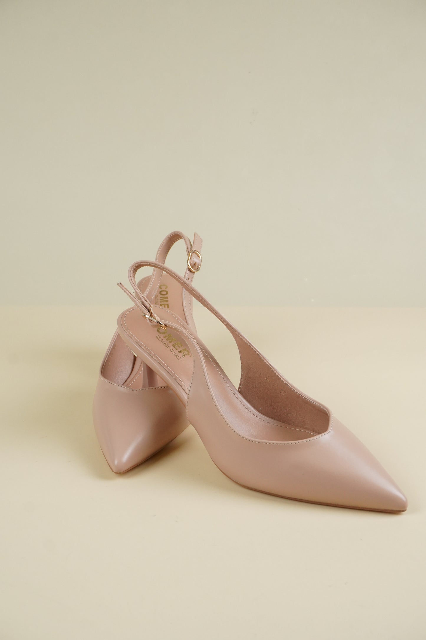 Classic Leather Slingback Heels - Nude