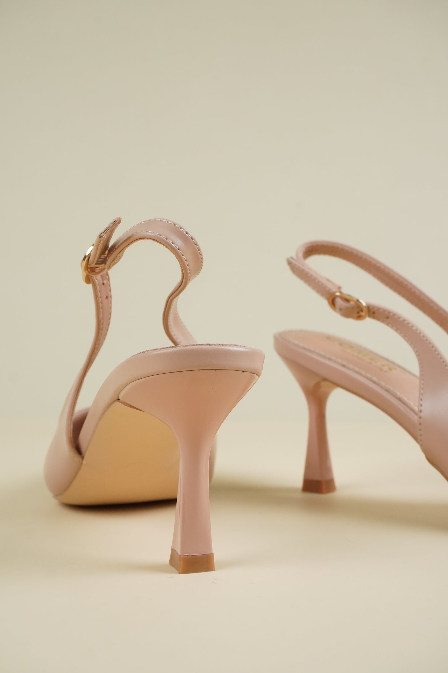 Classic Leather Slingback Heels - Nude